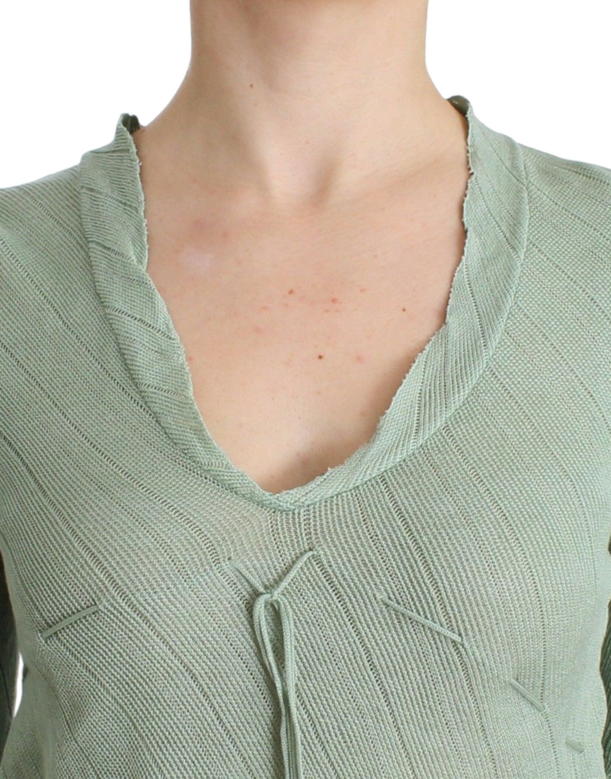 Ermanno Scervino зелен олекотен плетен пуловер горна блуза