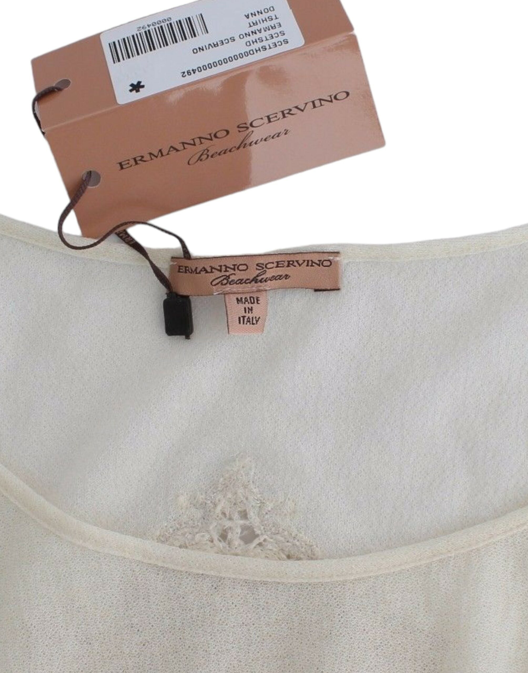 Ermanno Scervino Elegant White Cotton Short Sleeve Blouse