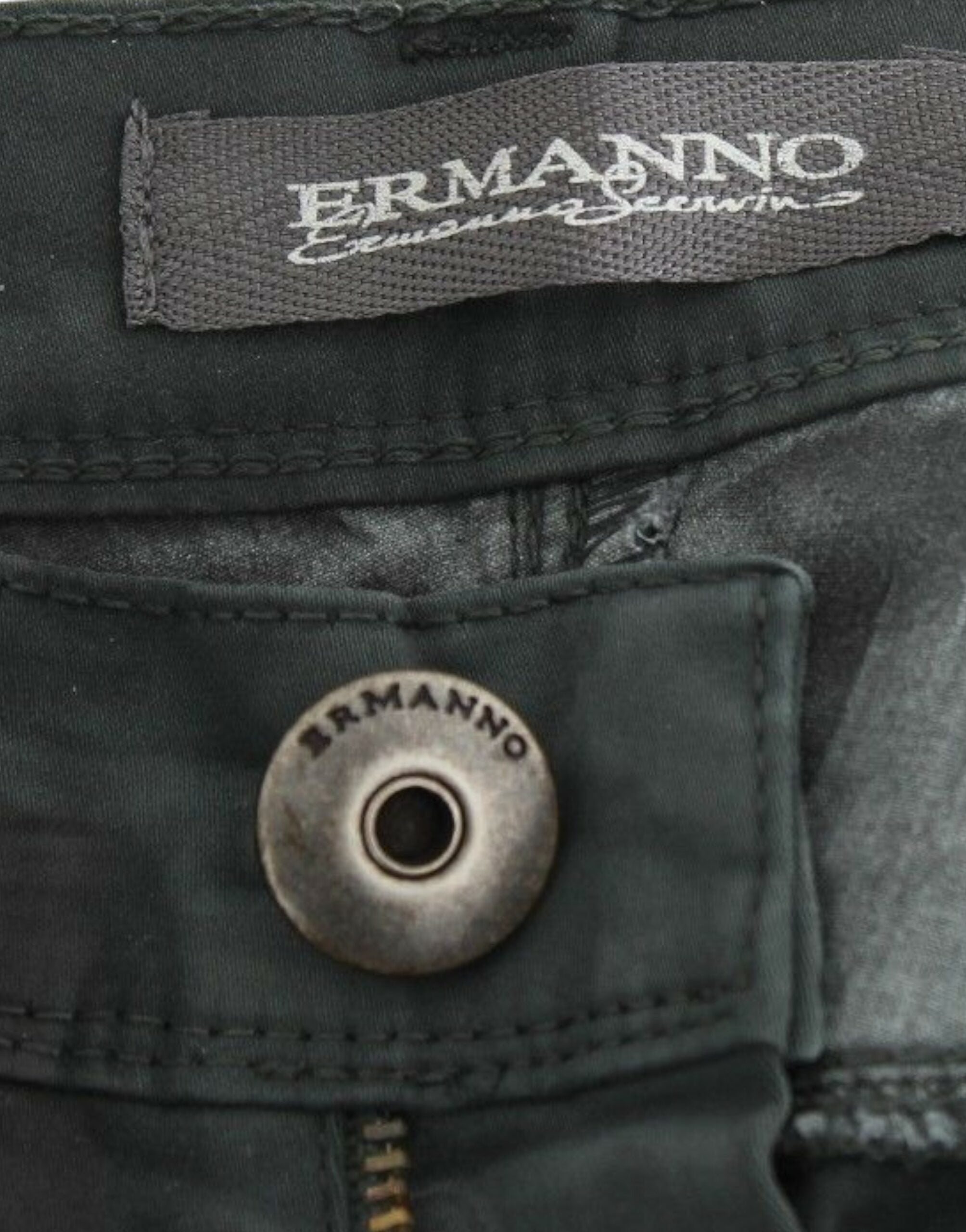 Зелени тънки дънки Ermanno Scervino Дънкови панталони Прави разтегливи крачоли