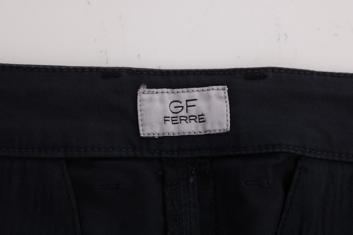 GF Ferre Chic Slim-Fit Blue Cotton Stretch Pants