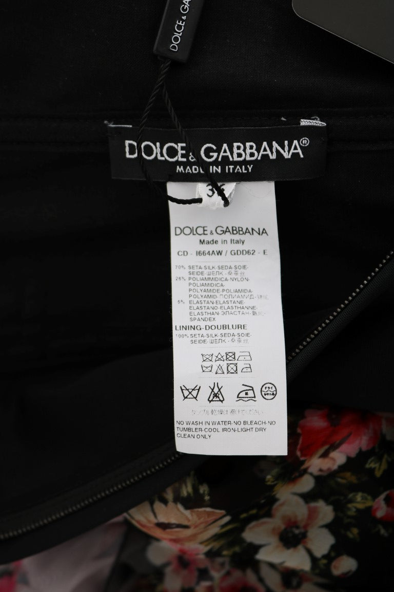 Dolce &amp; Gabbana Многоцветна копринена еластична дълга флорална рокля