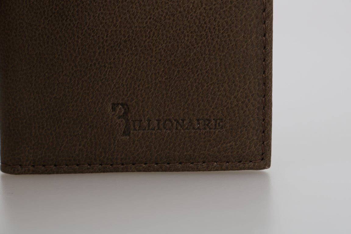 Кафяв кожен портфейл Billionaire Italian Couture с двойно сгъване
