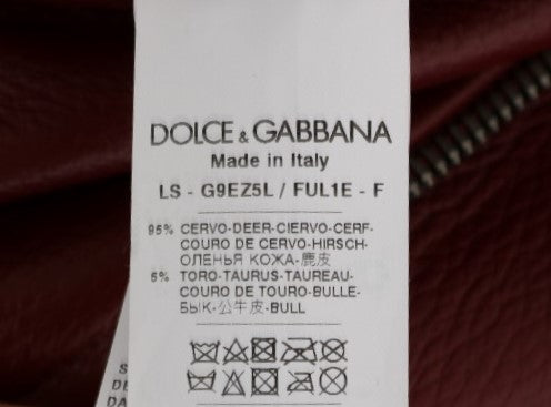 Dolce &amp; Gabbana червено кожено яке от еленова кожа