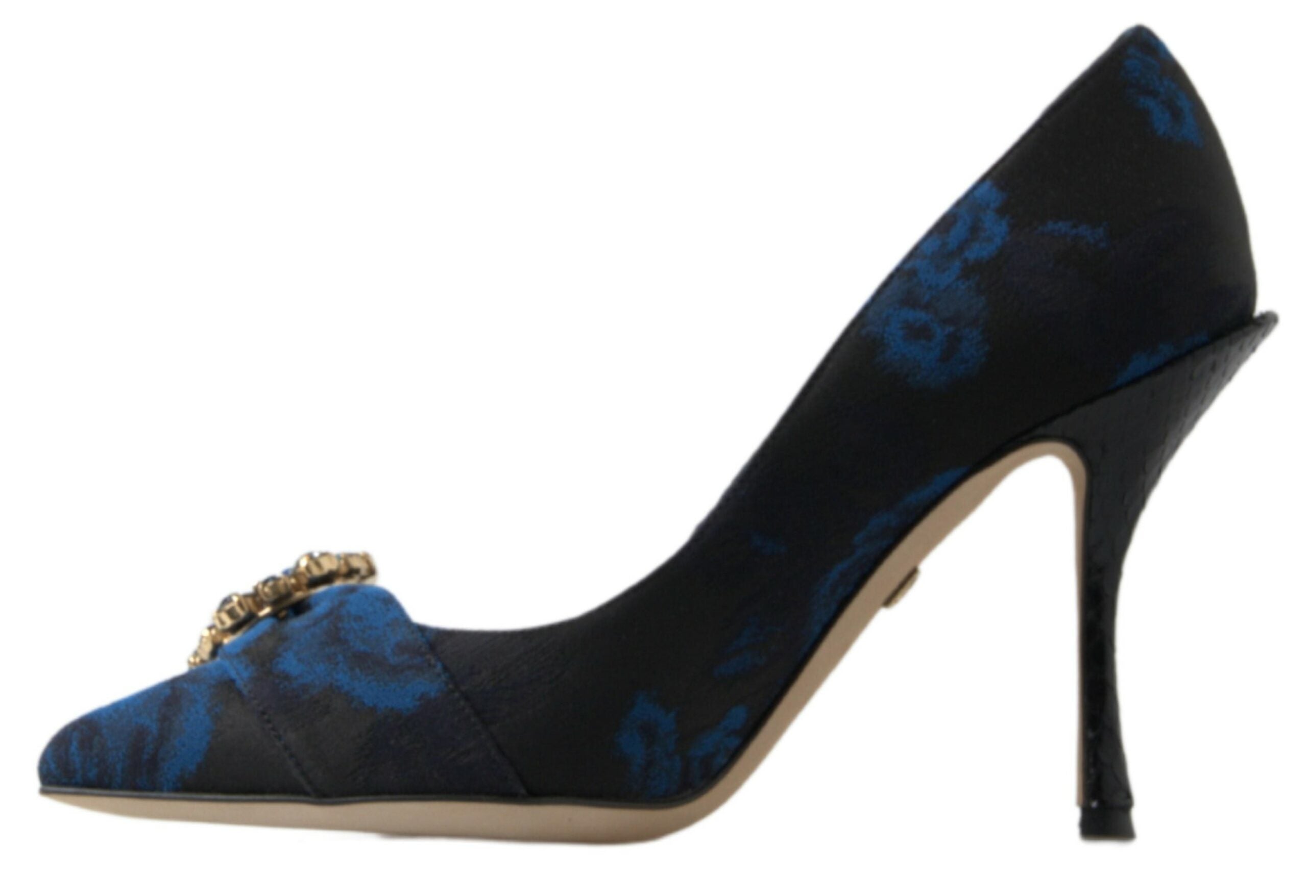 Dolce &amp; Gabbana Blue Floral Ayers Crystal Pumps обувки