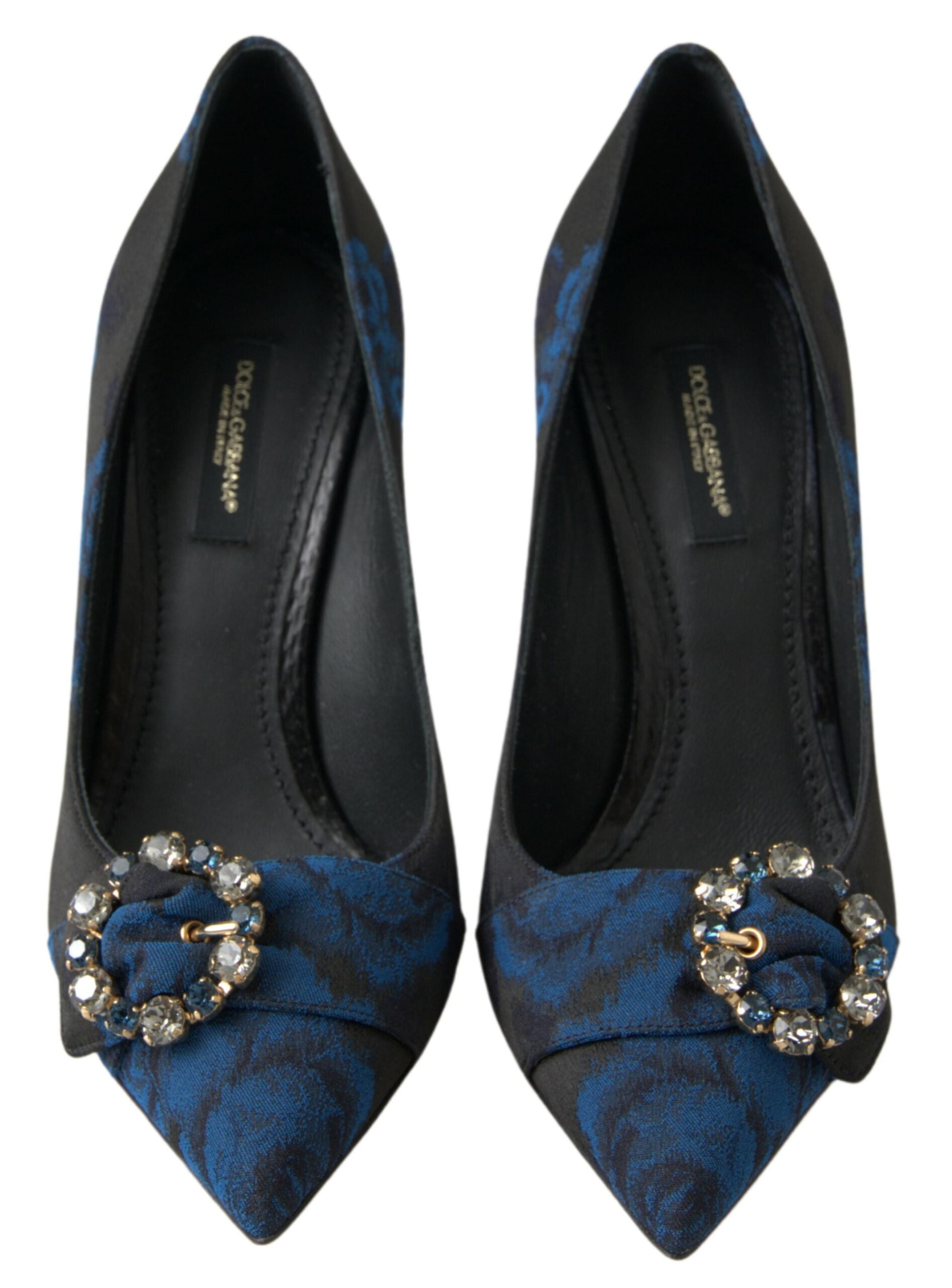 Dolce &amp; Gabbana Blue Floral Ayers Crystal Pumps обувки