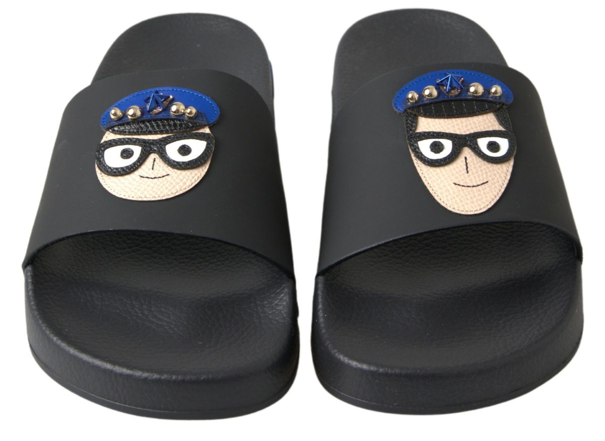 Dolce &amp; Gabbana Black Slides Сандали Плажни обувки Saint Barth