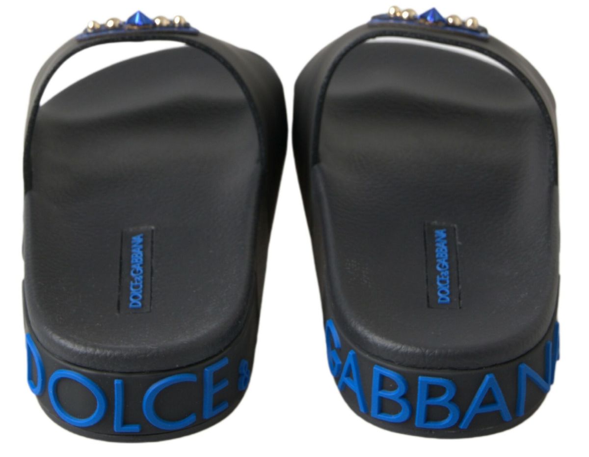 Dolce &amp; Gabbana Black Slides Сандали Плажни обувки Saint Barth