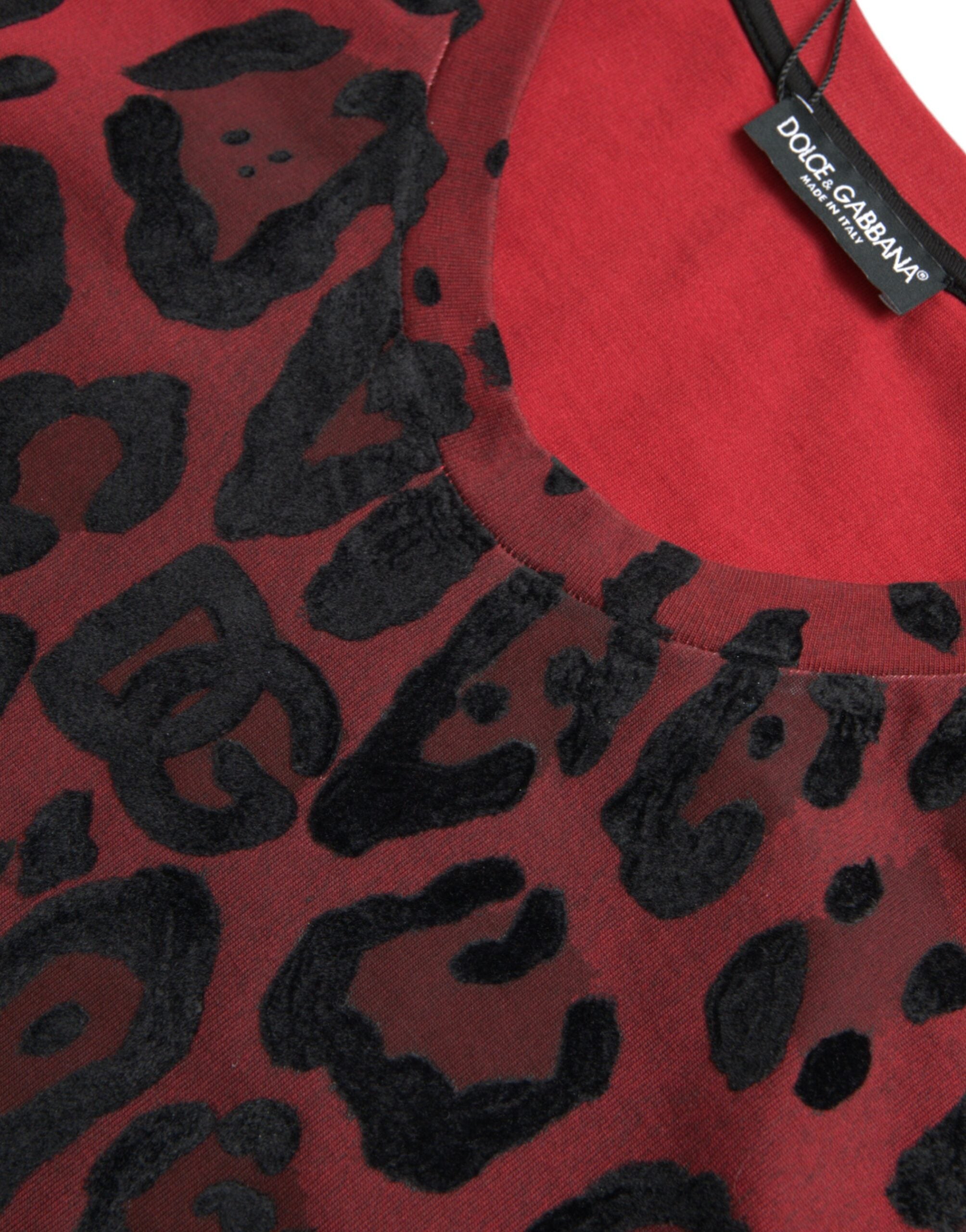 Dolce & Gabbana Red Leopard Print Sleeveless Tank T-shirt