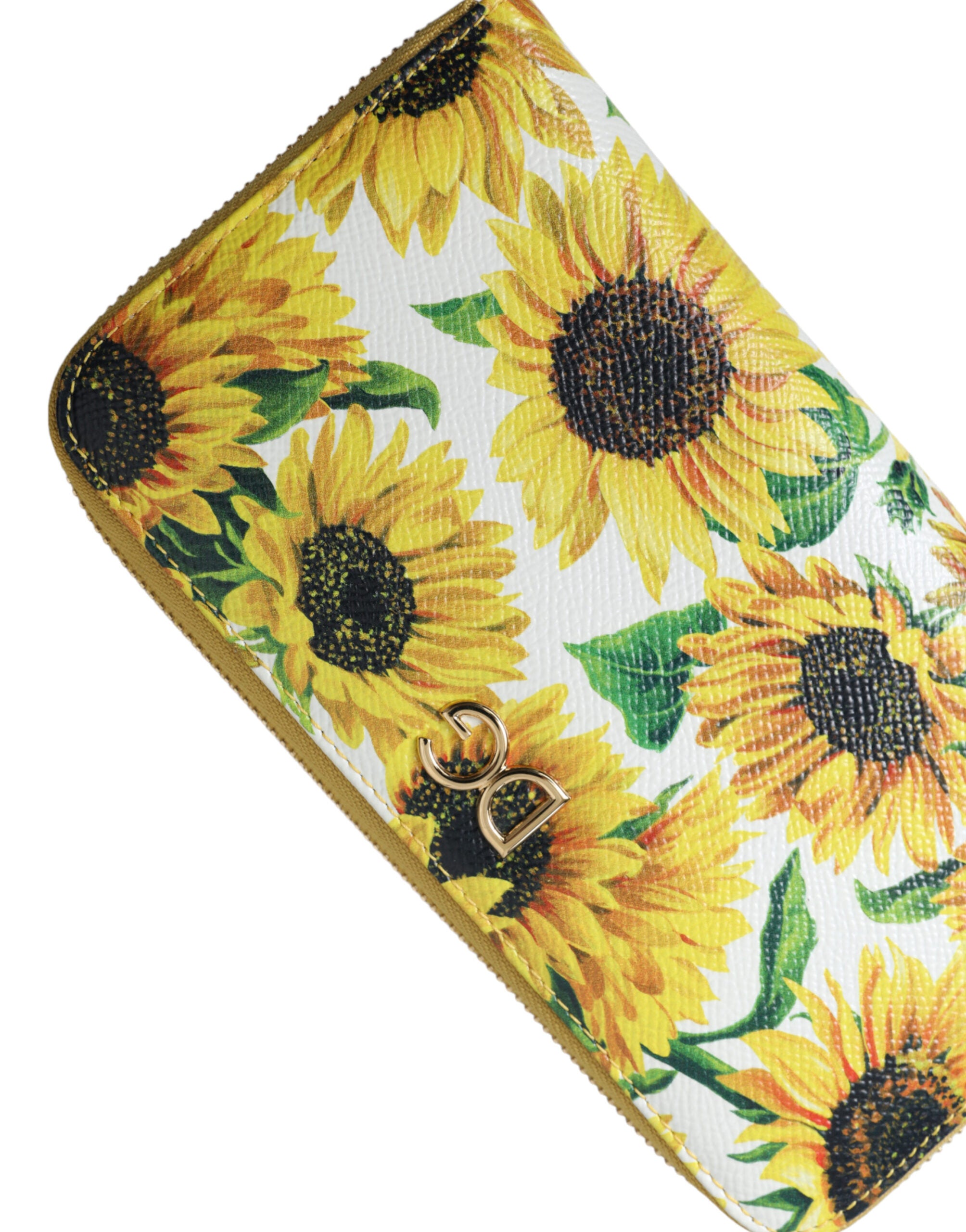 Dolce & Gabbana Sunflower Print Leather Continental Wallet