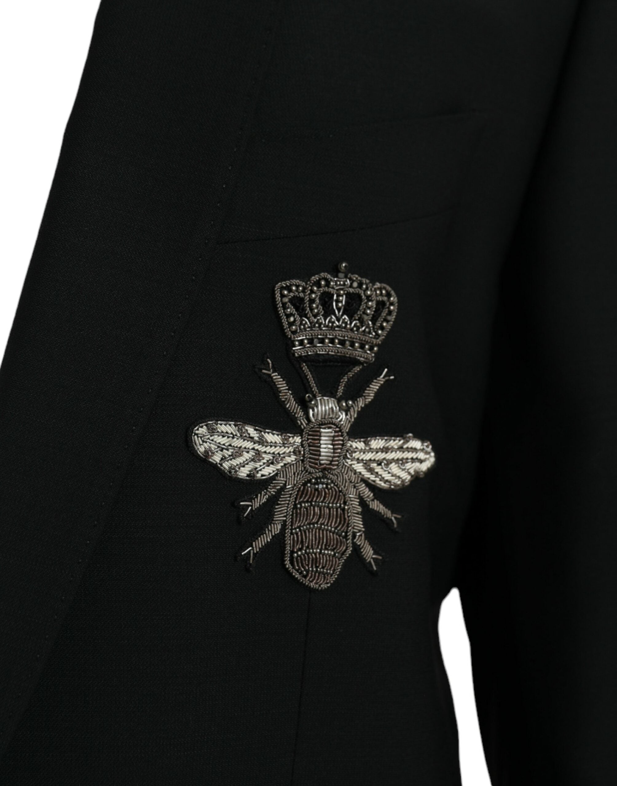 Dolce & Gabbana Black Crown Bee MARTINI Single Breasted Coat Blazer