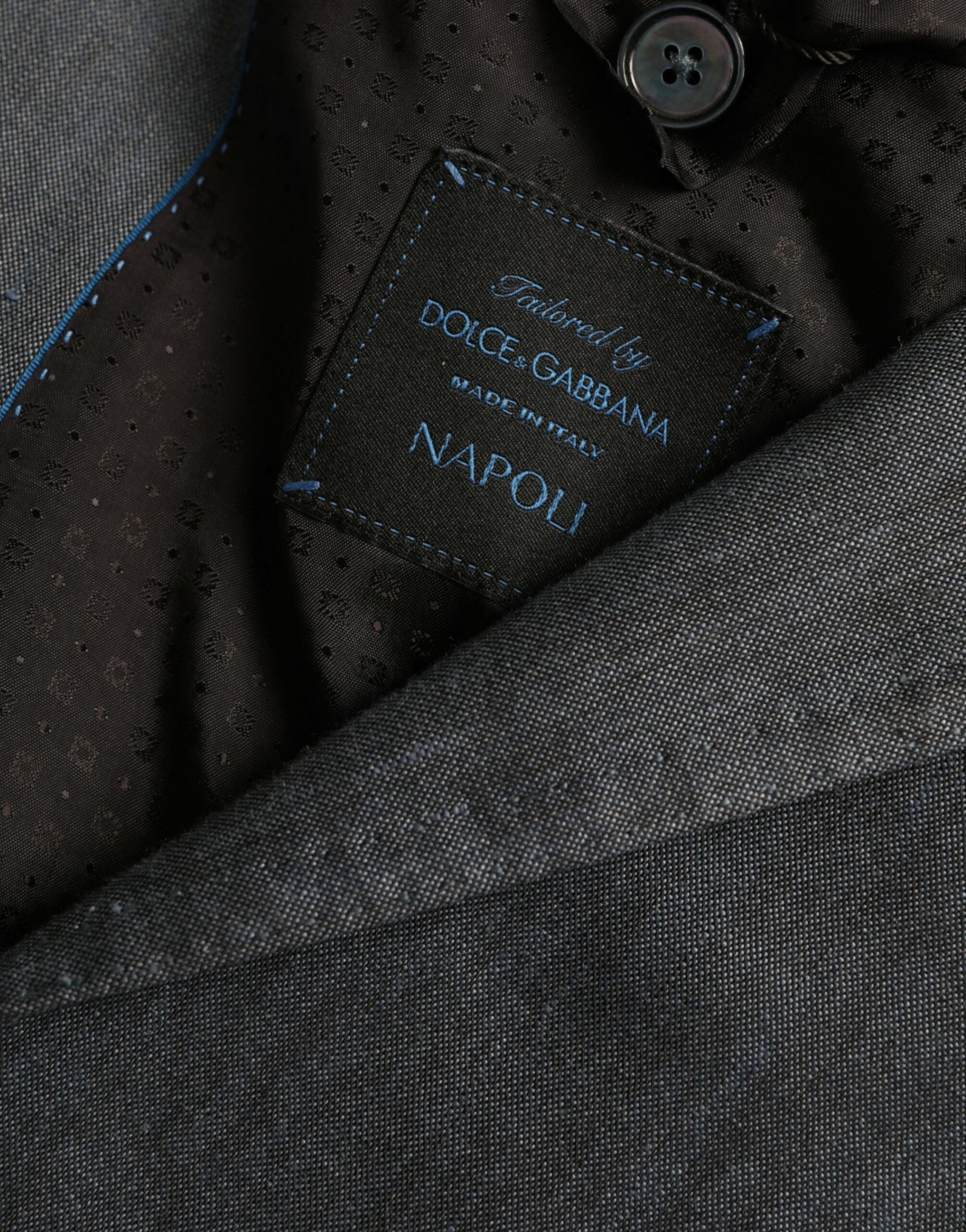 Dolce & Gabbana Blue Linen NAPOLI Single Breasted Coat Blazer