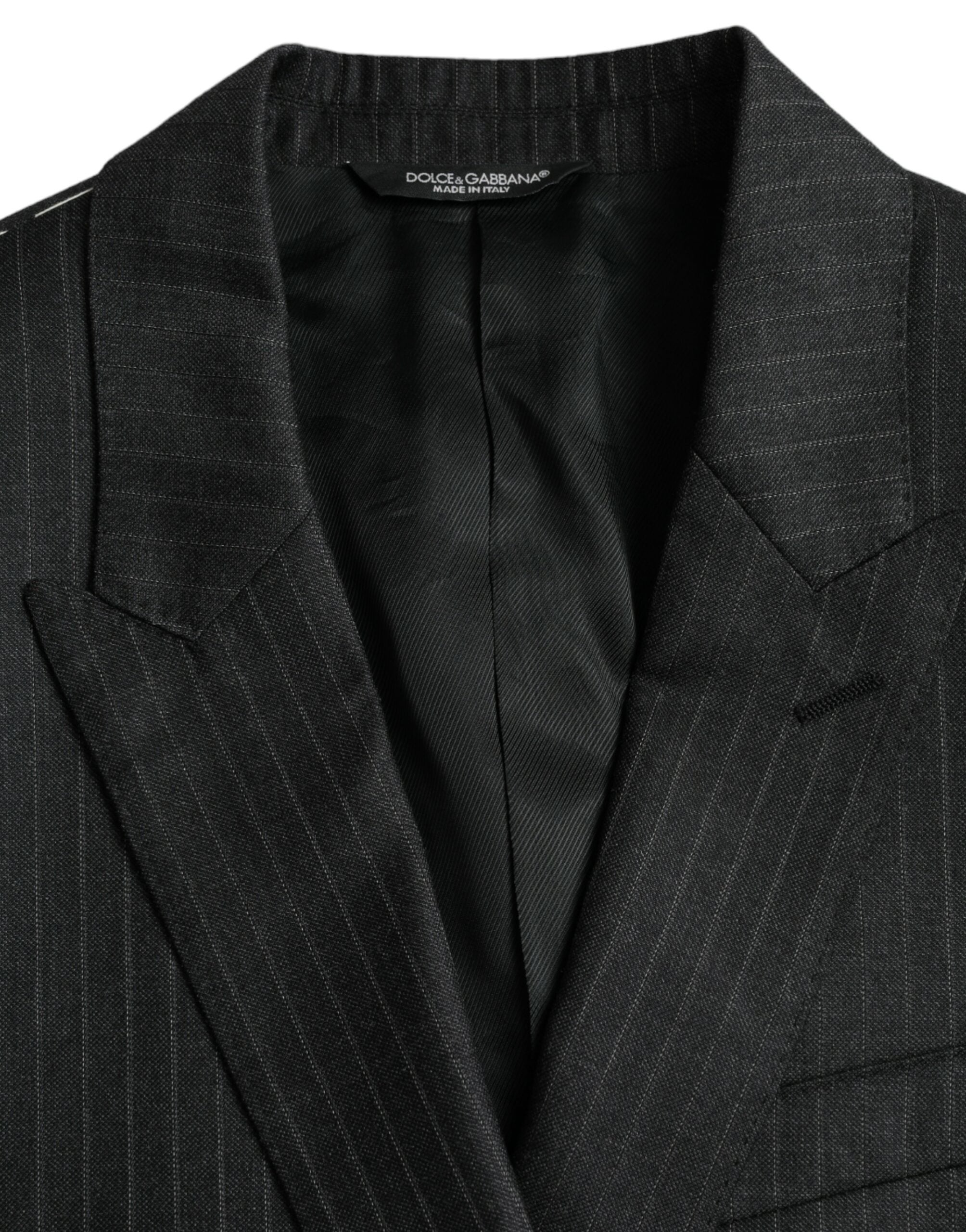 Dolce & Gabbana Black Stripe MARTINI Single Breasted Coat Blazer