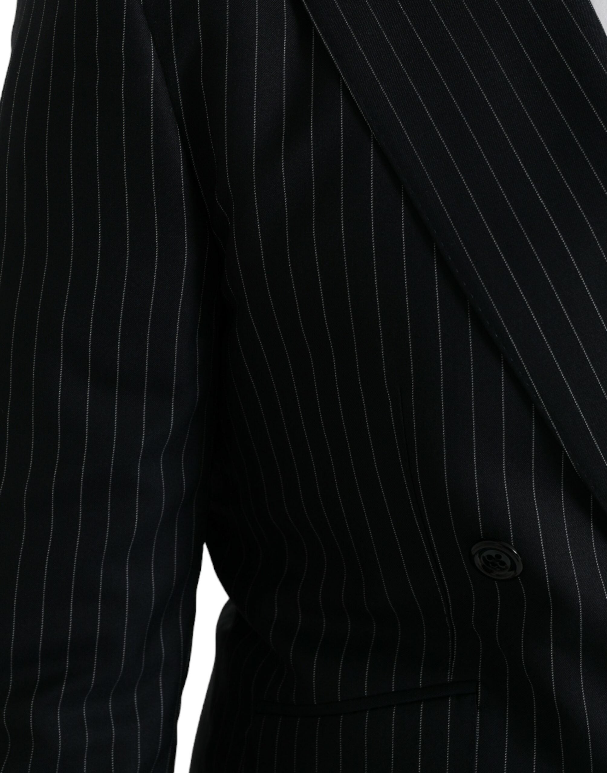Dolce & Gabbana Black Stripe SICILIA Double Breasted Coat Blazer
