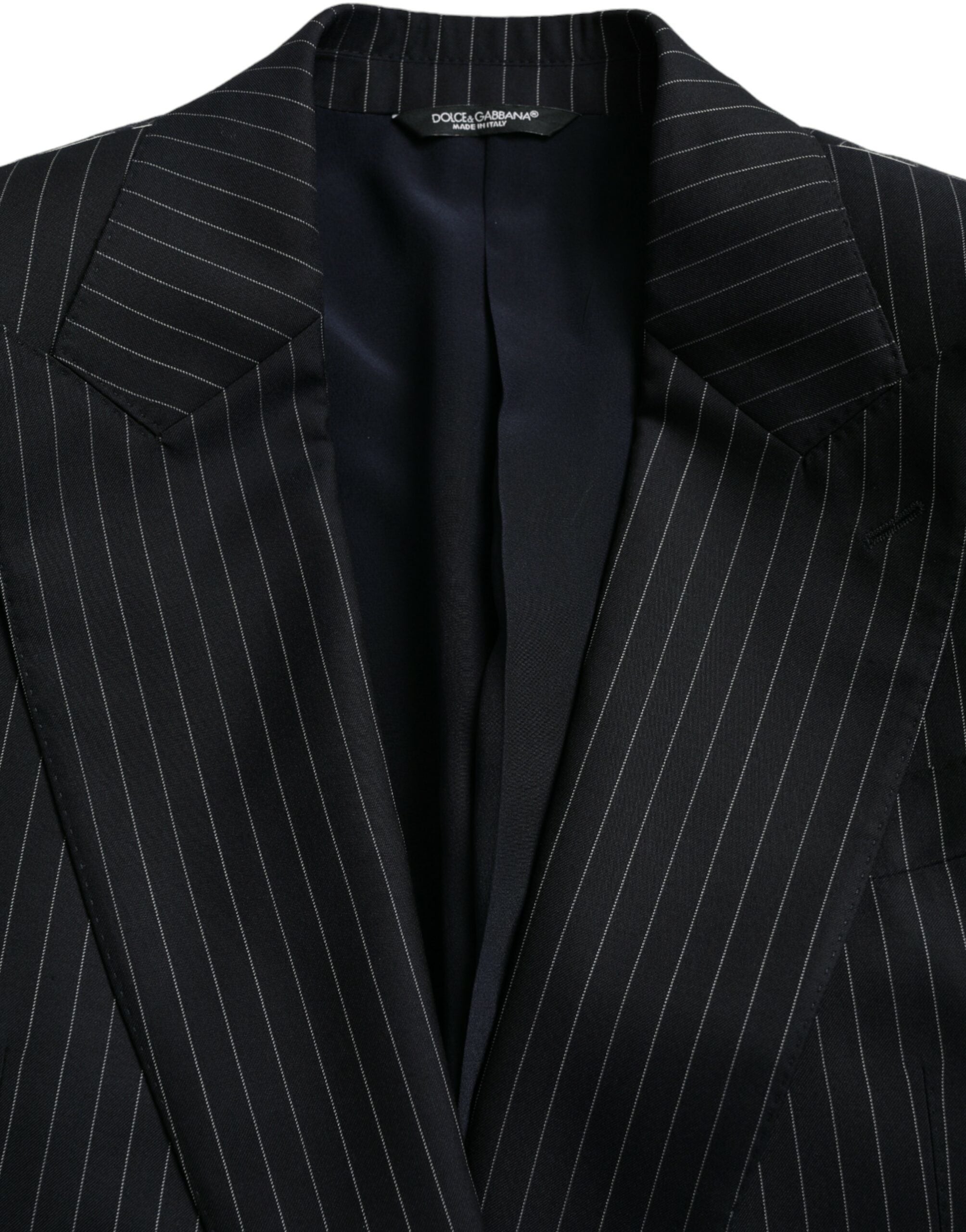 Dolce & Gabbana Black Stripe SICILIA Double Breasted Coat Blazer