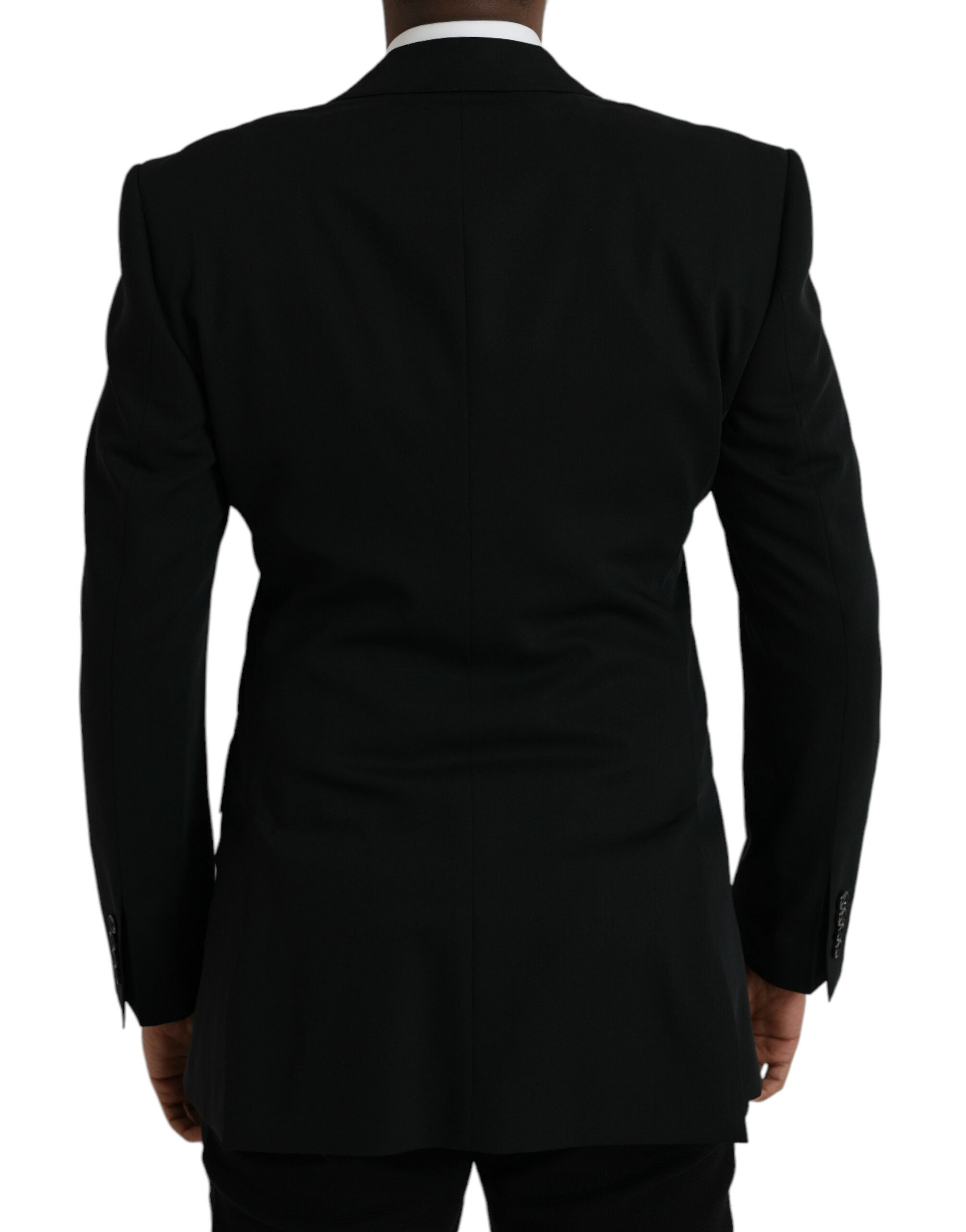Dolce & Gabbana Black Wool Peak Single Breasted Coat Blazer