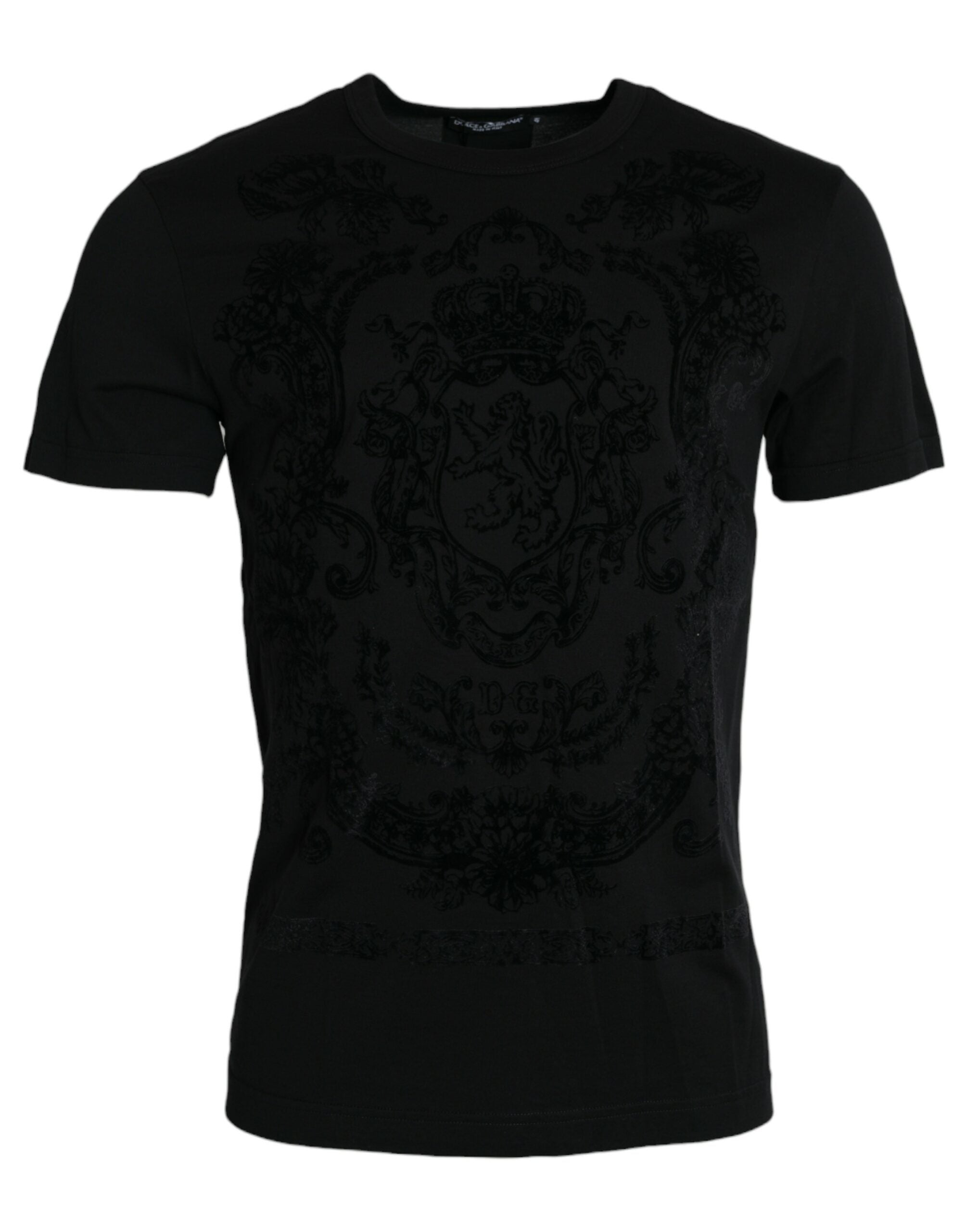 Dolce & Gabbana Black Lion Crown Logo Cotton Crewneck T-shirt