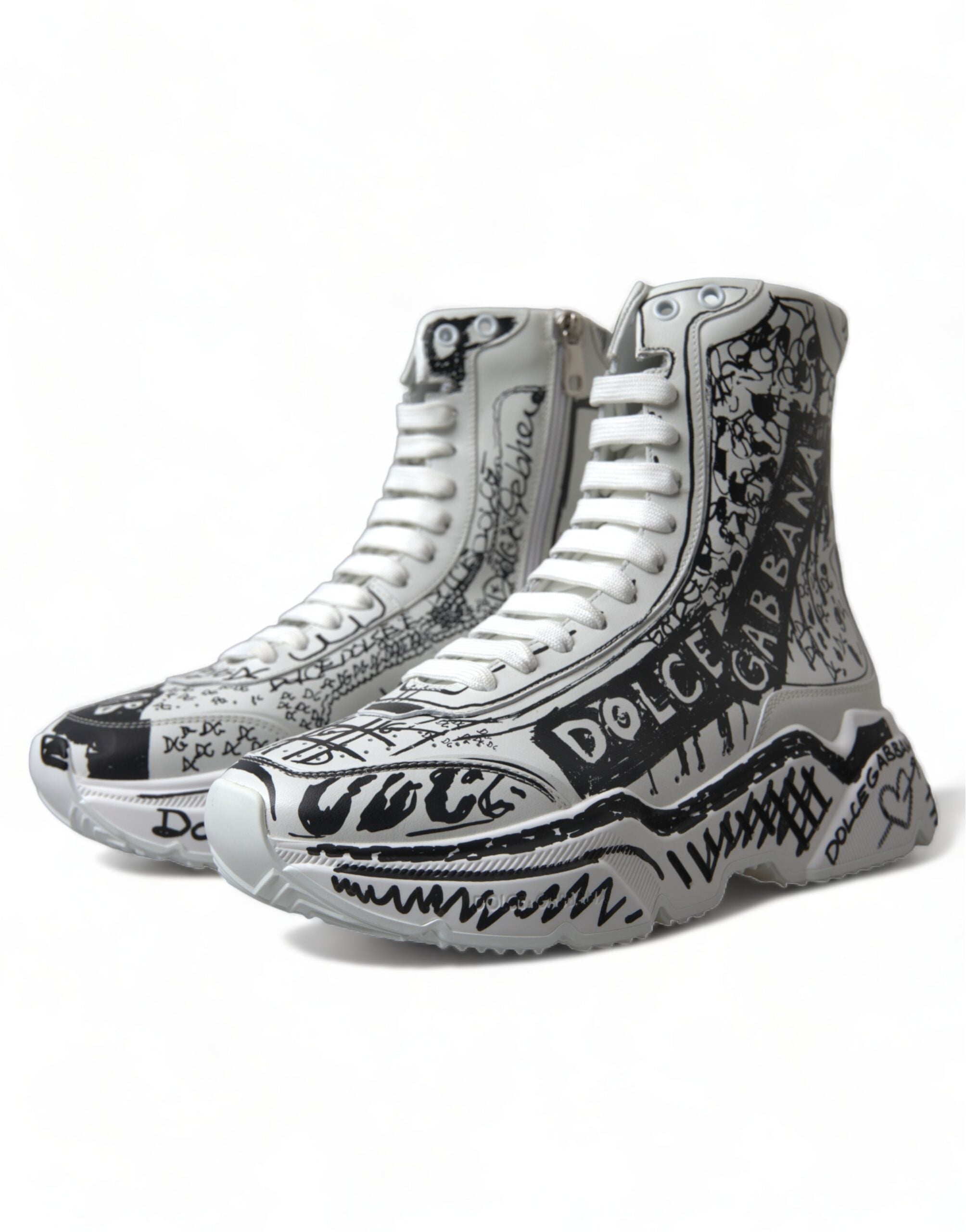 Обувки Dolce &amp; Gabbana White Black Graffiti Daymaster Sneakers