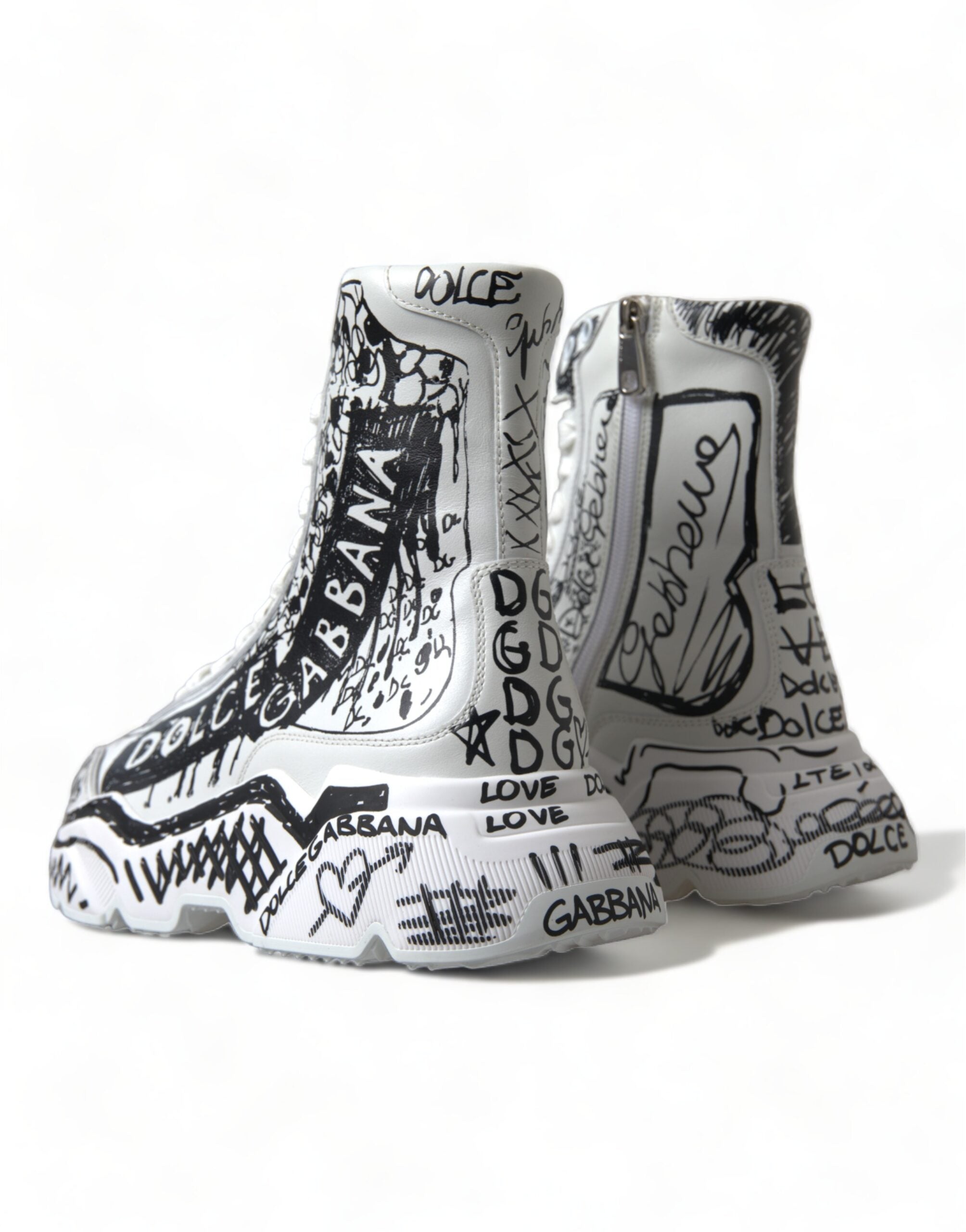 Обувки Dolce &amp; Gabbana White Black Graffiti Daymaster Sneakers