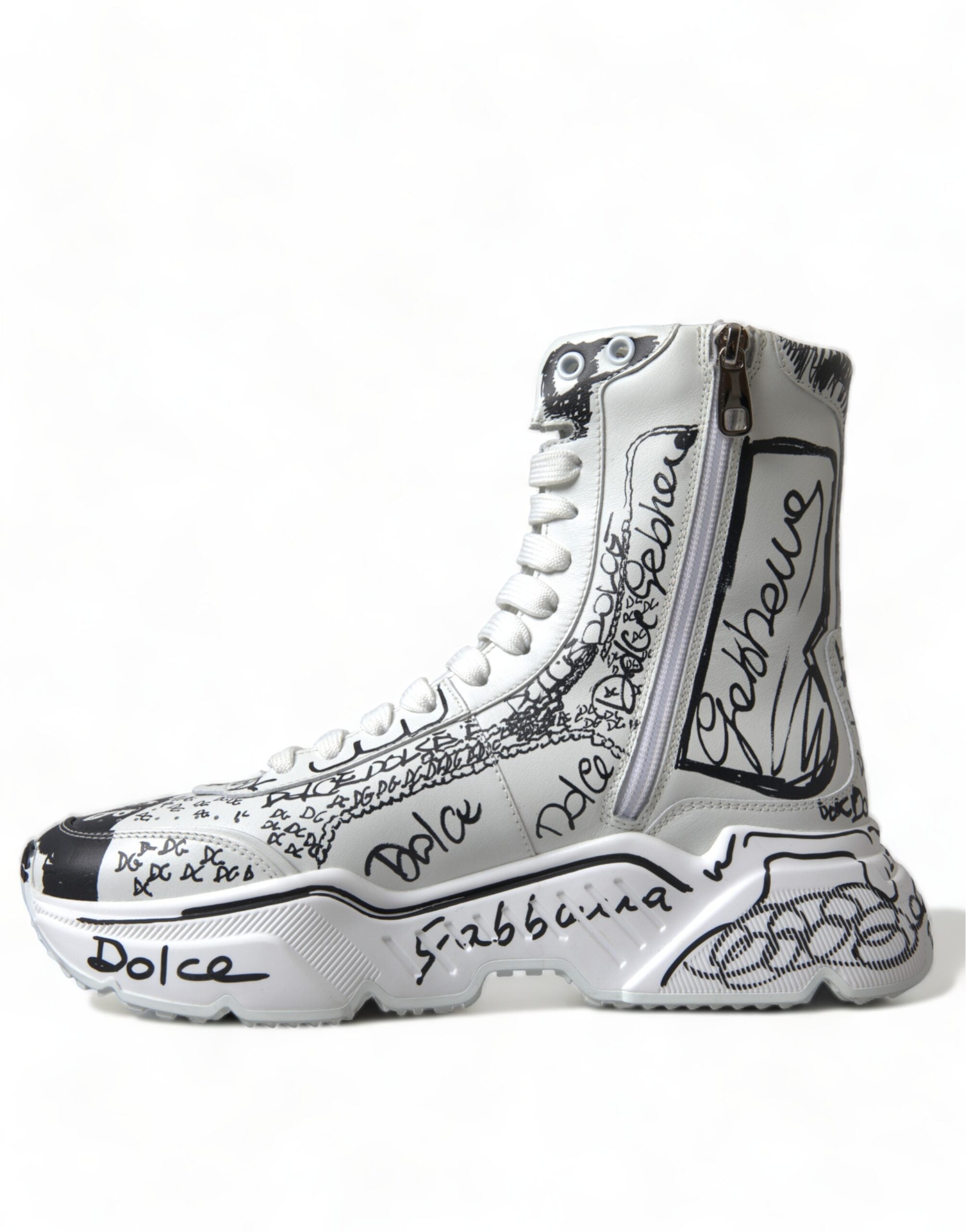 Обувки Dolce &amp; Gabbana White Black Graffiti Daymaster Sneakers