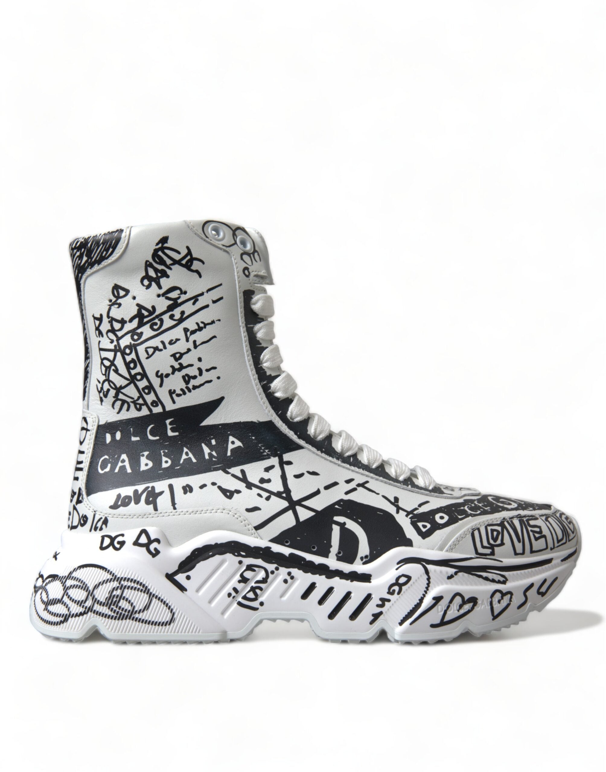 Обувки Dolce &amp; Gabbana White Black Graffiti Daymaster Sneakers