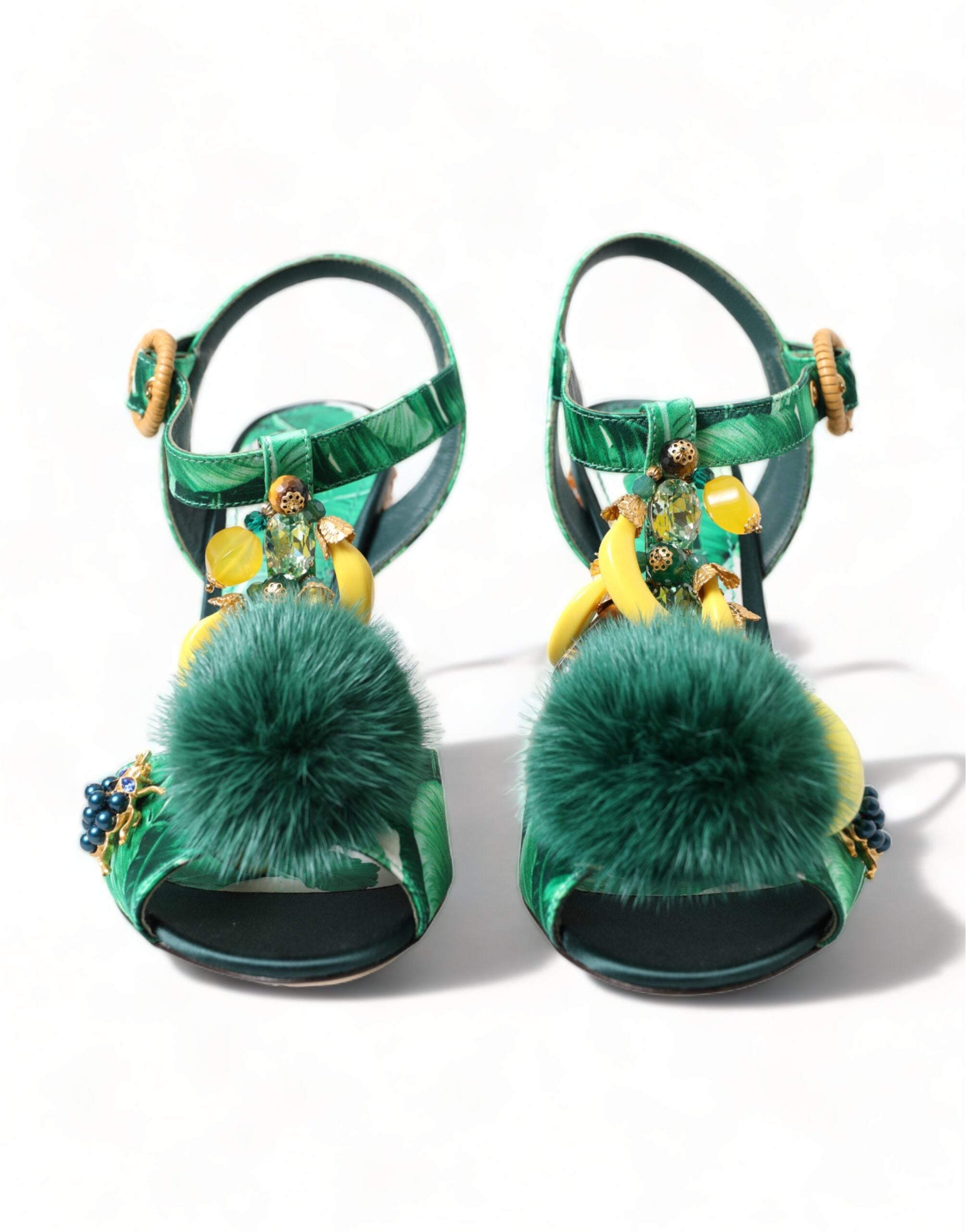 Сандали Dolce &amp; Gabbana със зелени бананови листа, украсени с T-каишка