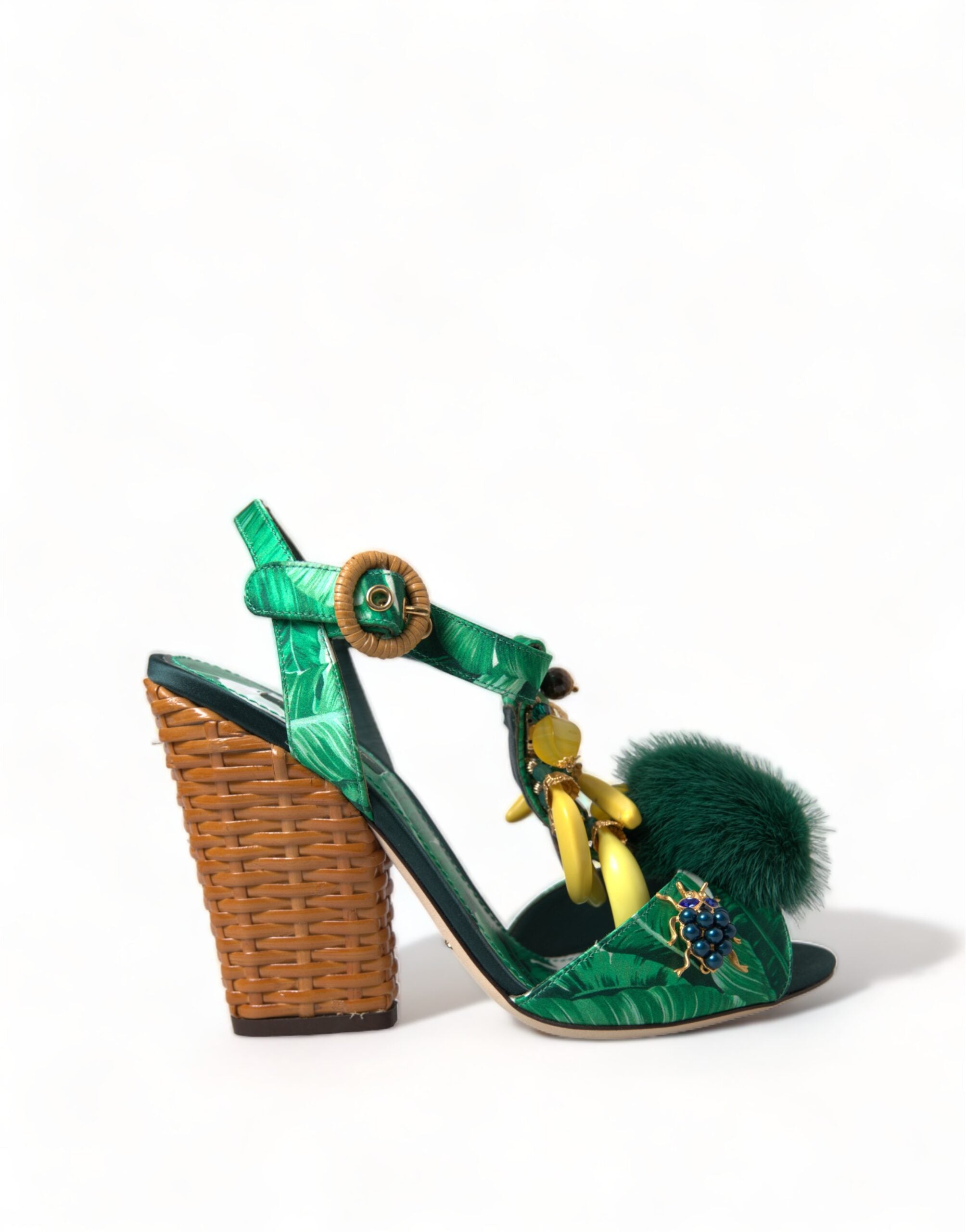 Сандали Dolce &amp; Gabbana със зелени бананови листа, украсени с T-каишка