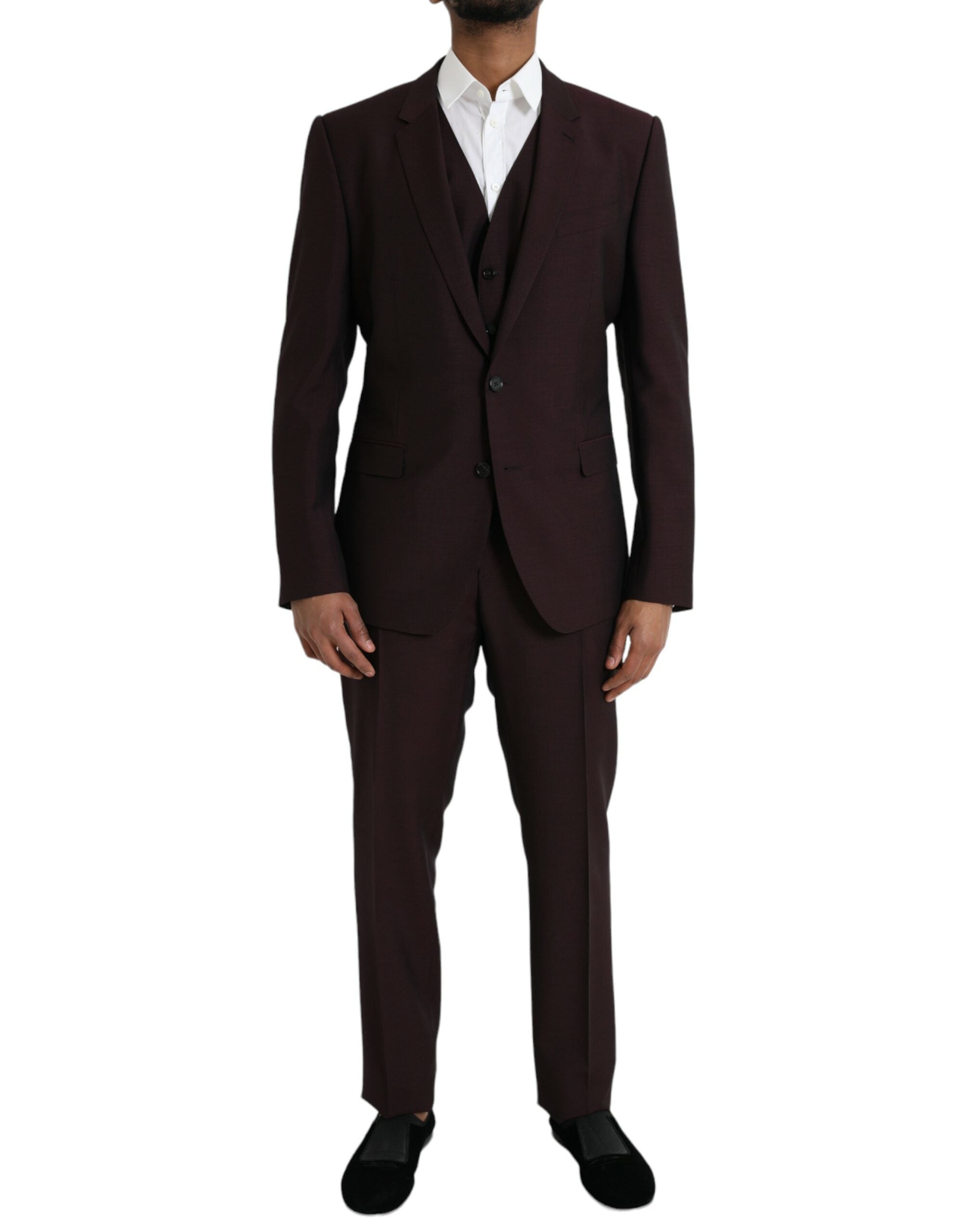 Dolce & Gabbana Maroon Wool MARTINI Formal 3 Piece Suit