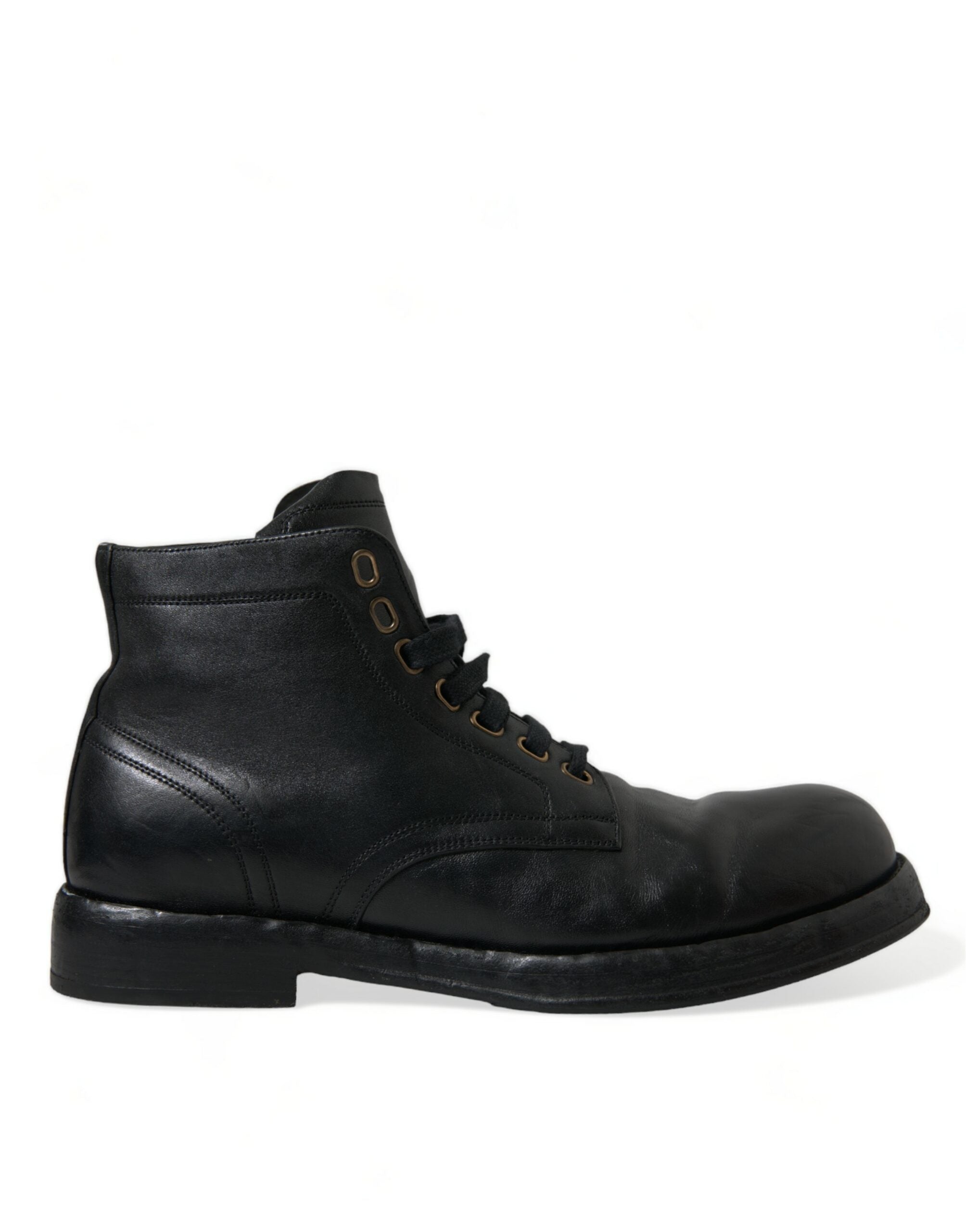 Dolce & Gabbana Elegant Black Horse Leather Ankle Boots