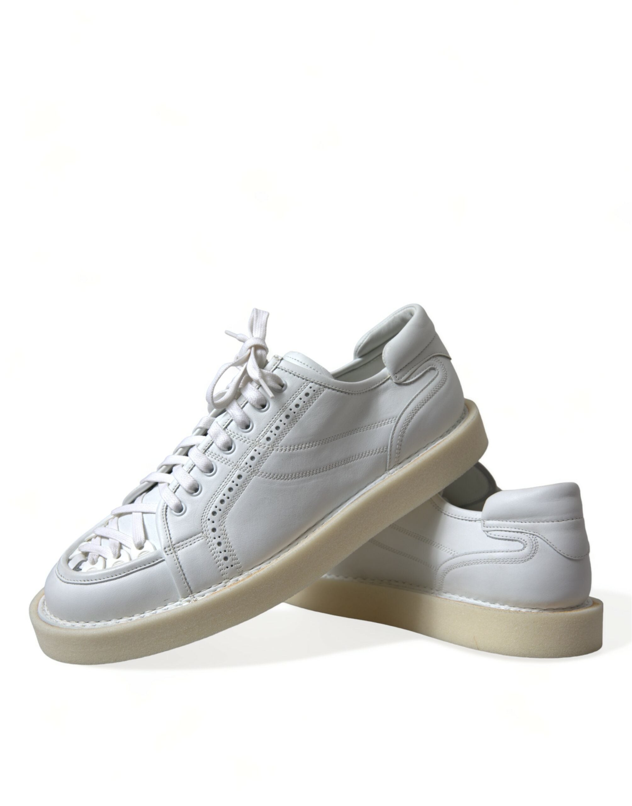 Dolce & Gabbana Elegant White Calfskin Oxford Sneakers