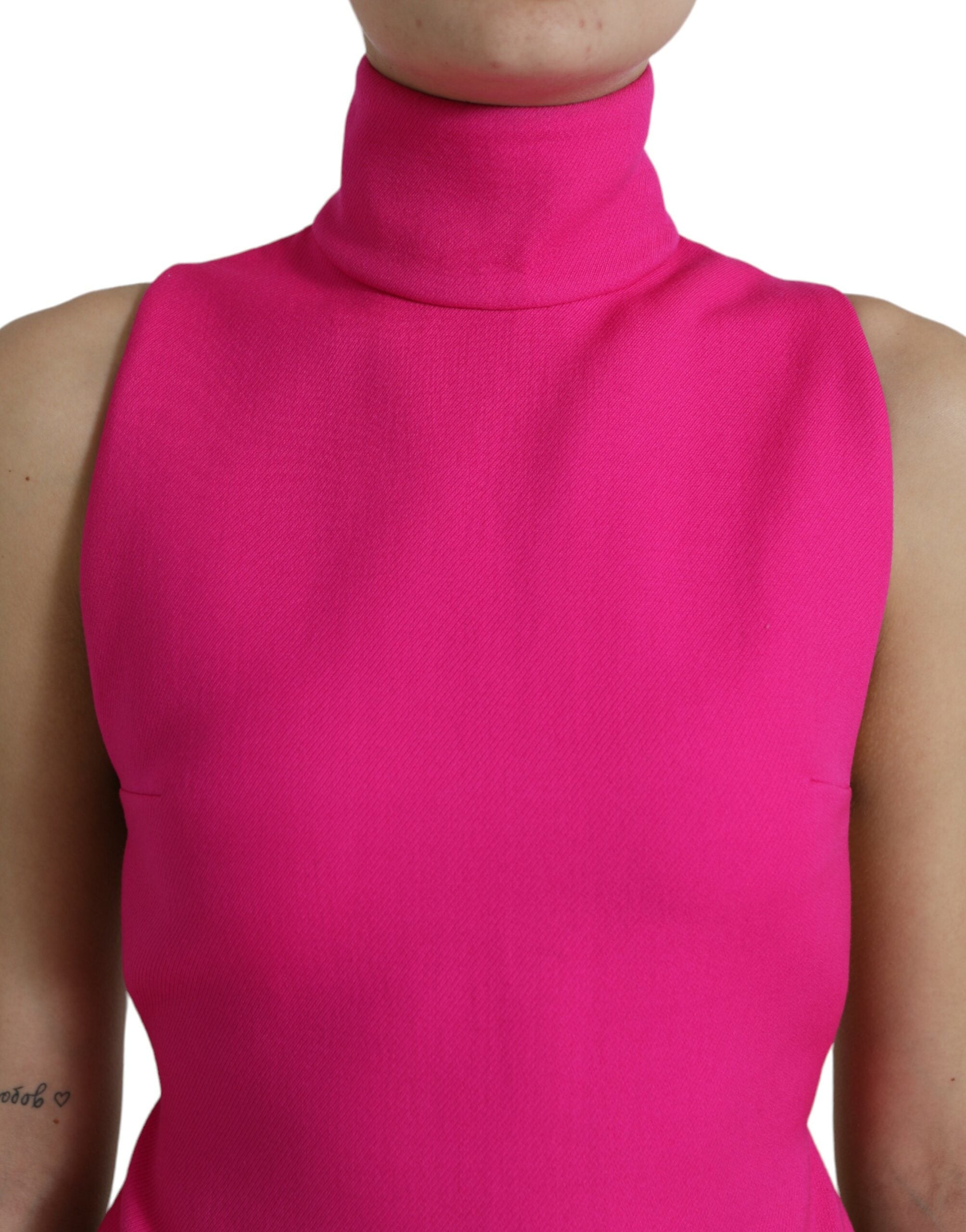 Dolce & Gabbana Elegant Pink Turtleneck Sleeveless Wool Top