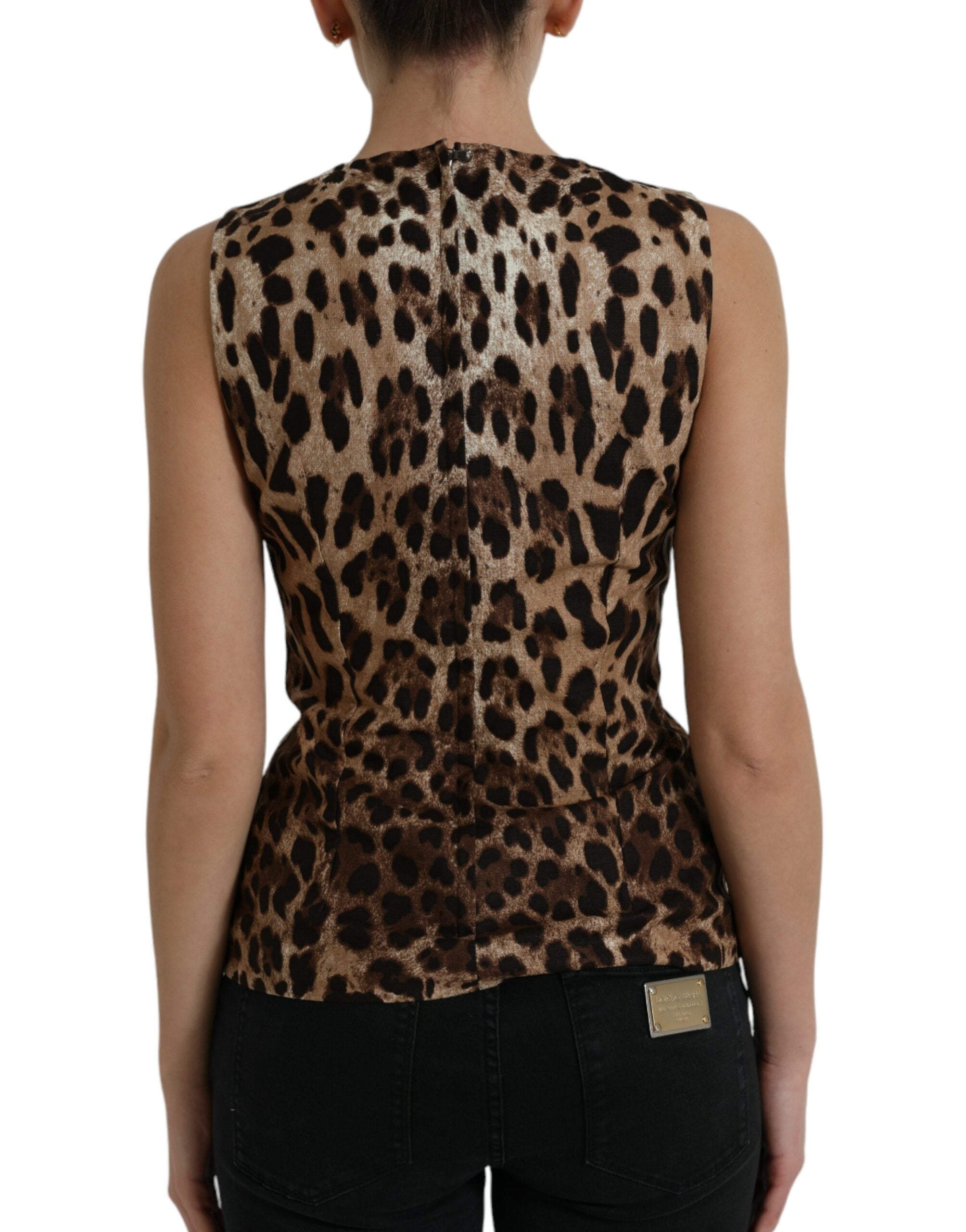 Dolce & Gabbana Sleek Leopard Print Silk-Blend Tank Top