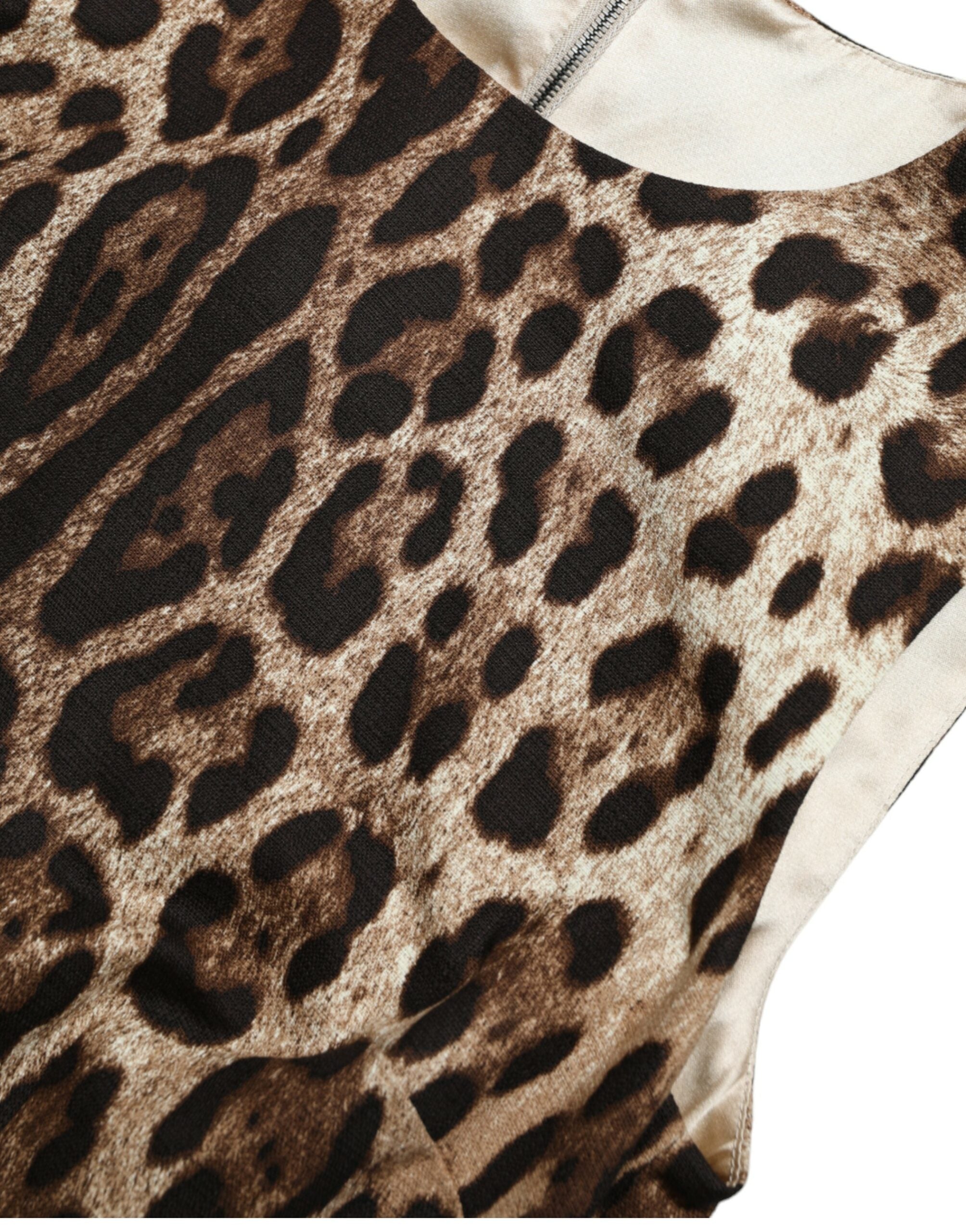 Dolce & Gabbana Sleek Leopard Print Silk-Blend Tank Top