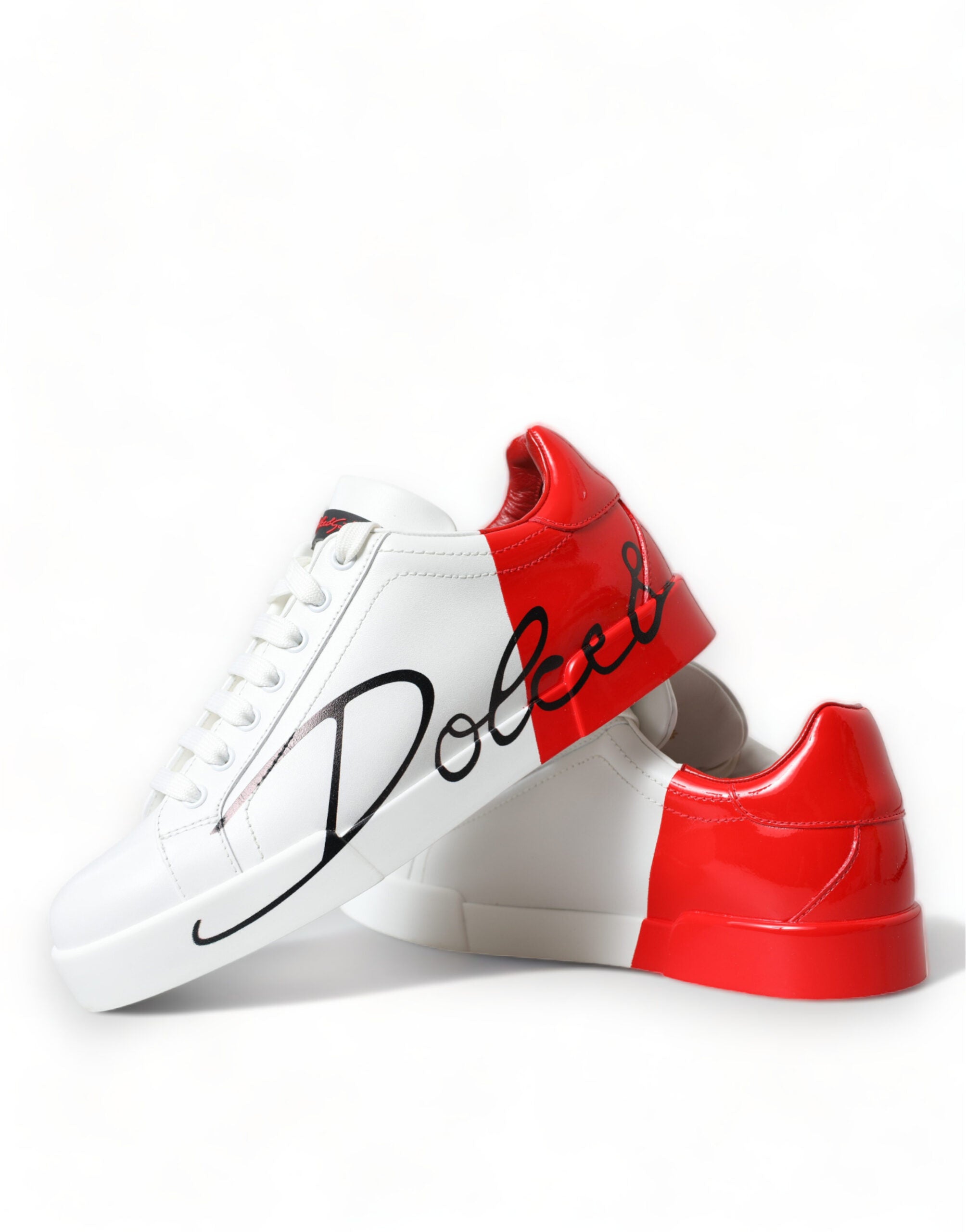 Dolce & Gabbana Chic Red and White Leather Sneakers