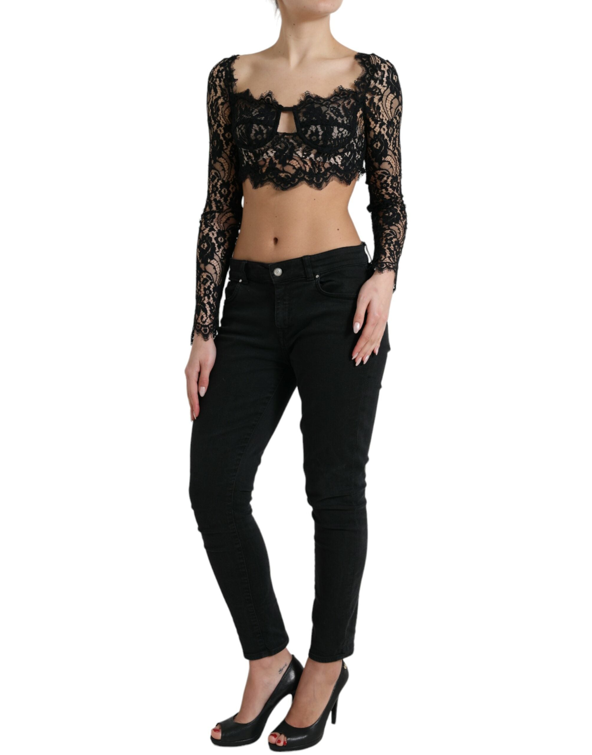 Dolce & Gabbana Elegant Lace Bustier Cropped Top