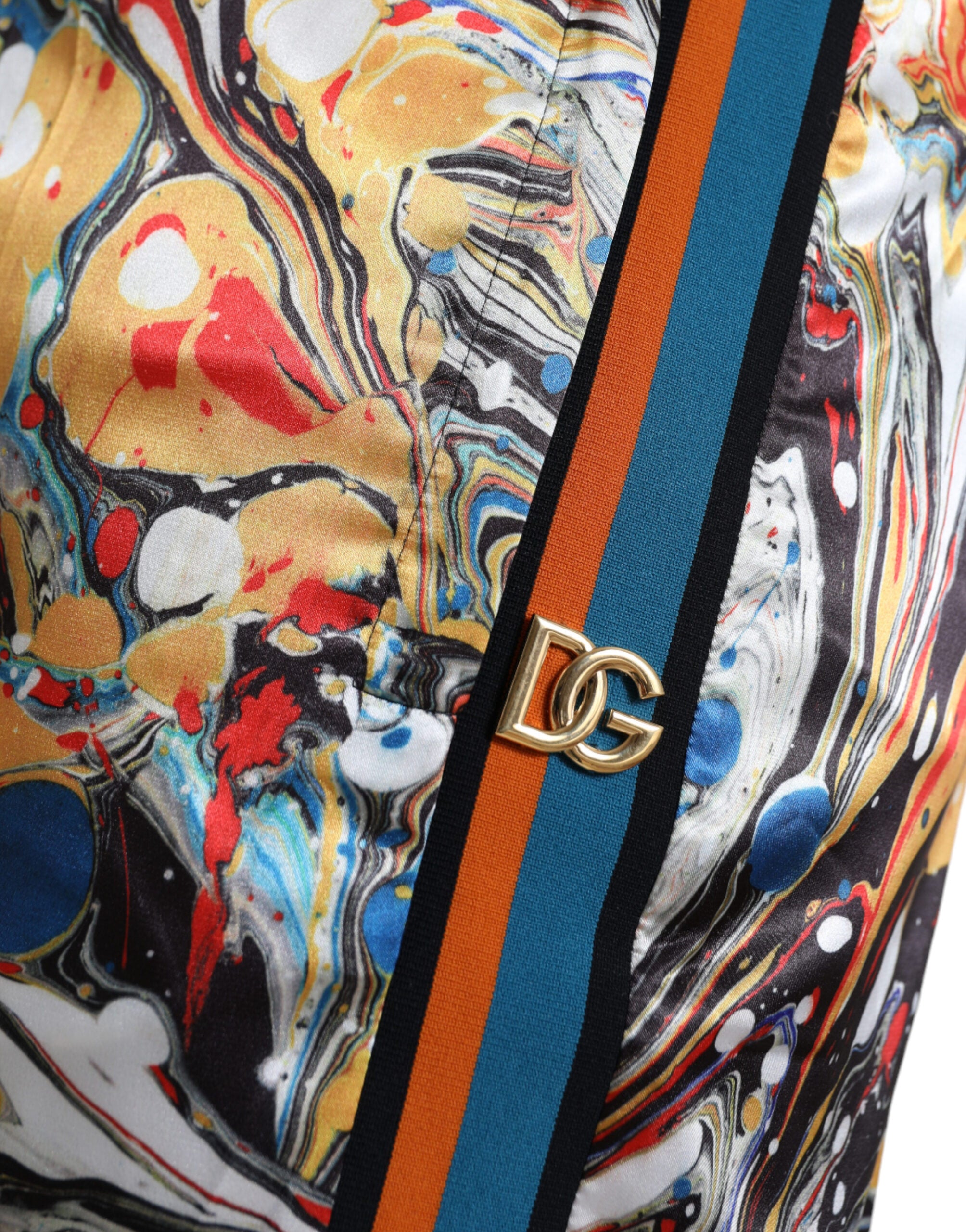 Dolce & Gabbana Elegant Satin Track Pants in Multicolor Marble