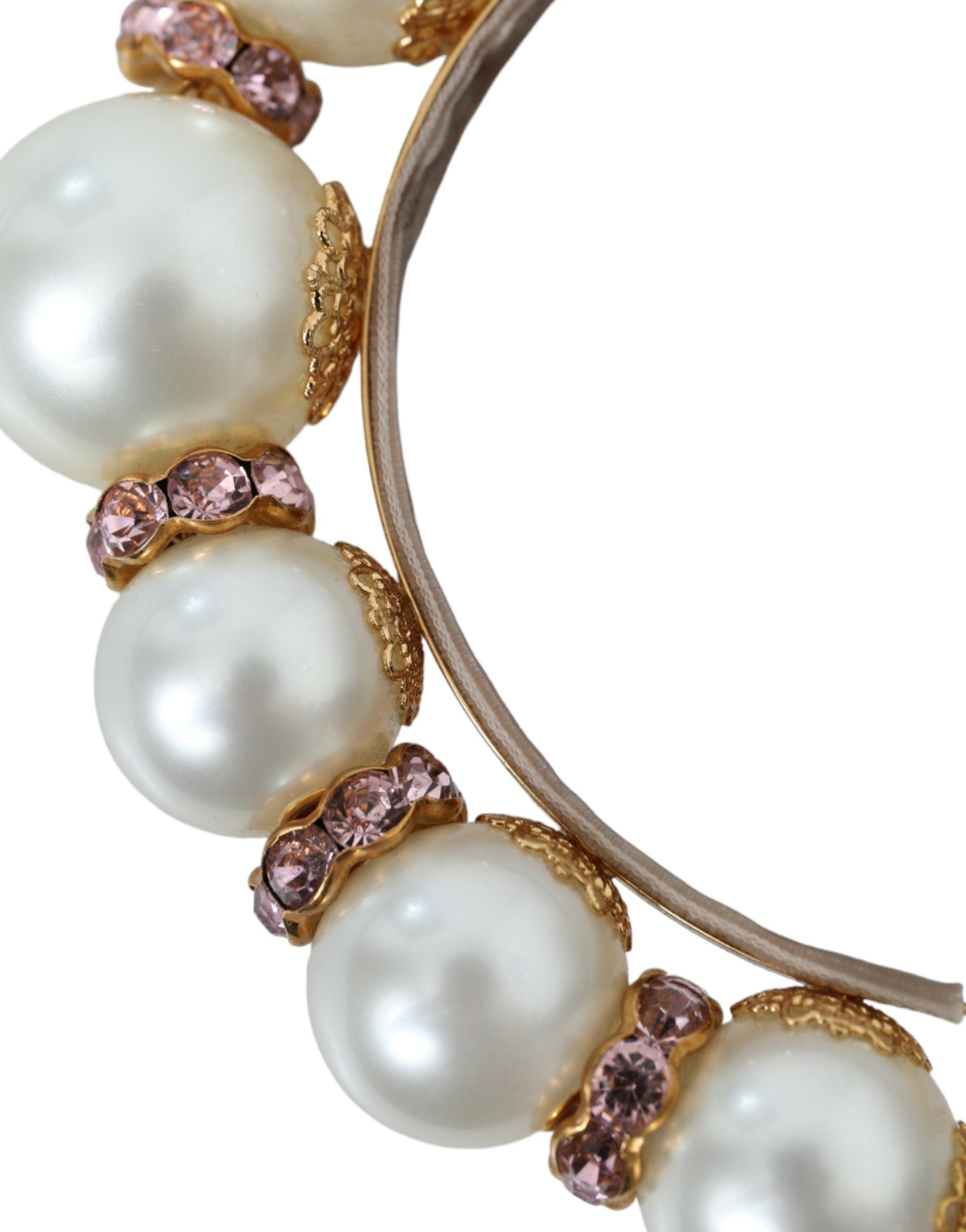 Dolce & Gabbana White Faux Pearl Crystal Embellished Headband Diadem