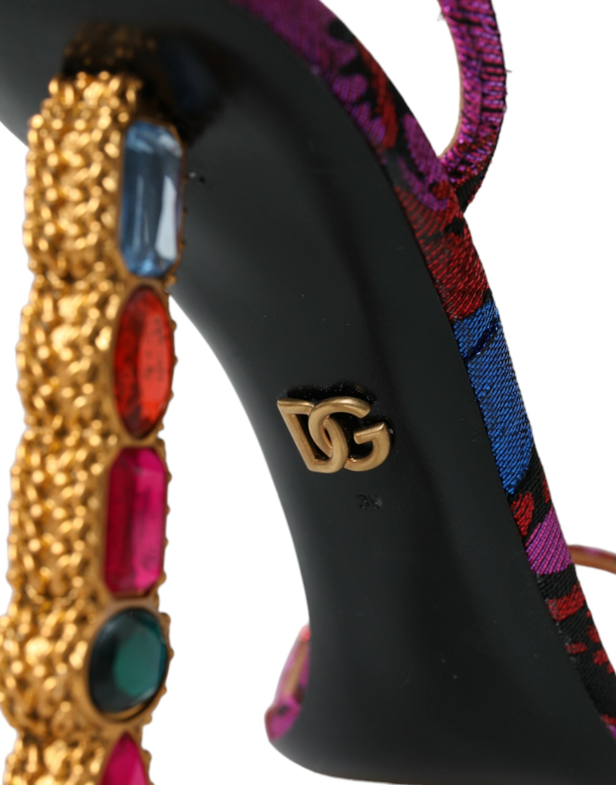 Dolce & Gabbana Multicolor Jacquard Crystals Sandals Shoes