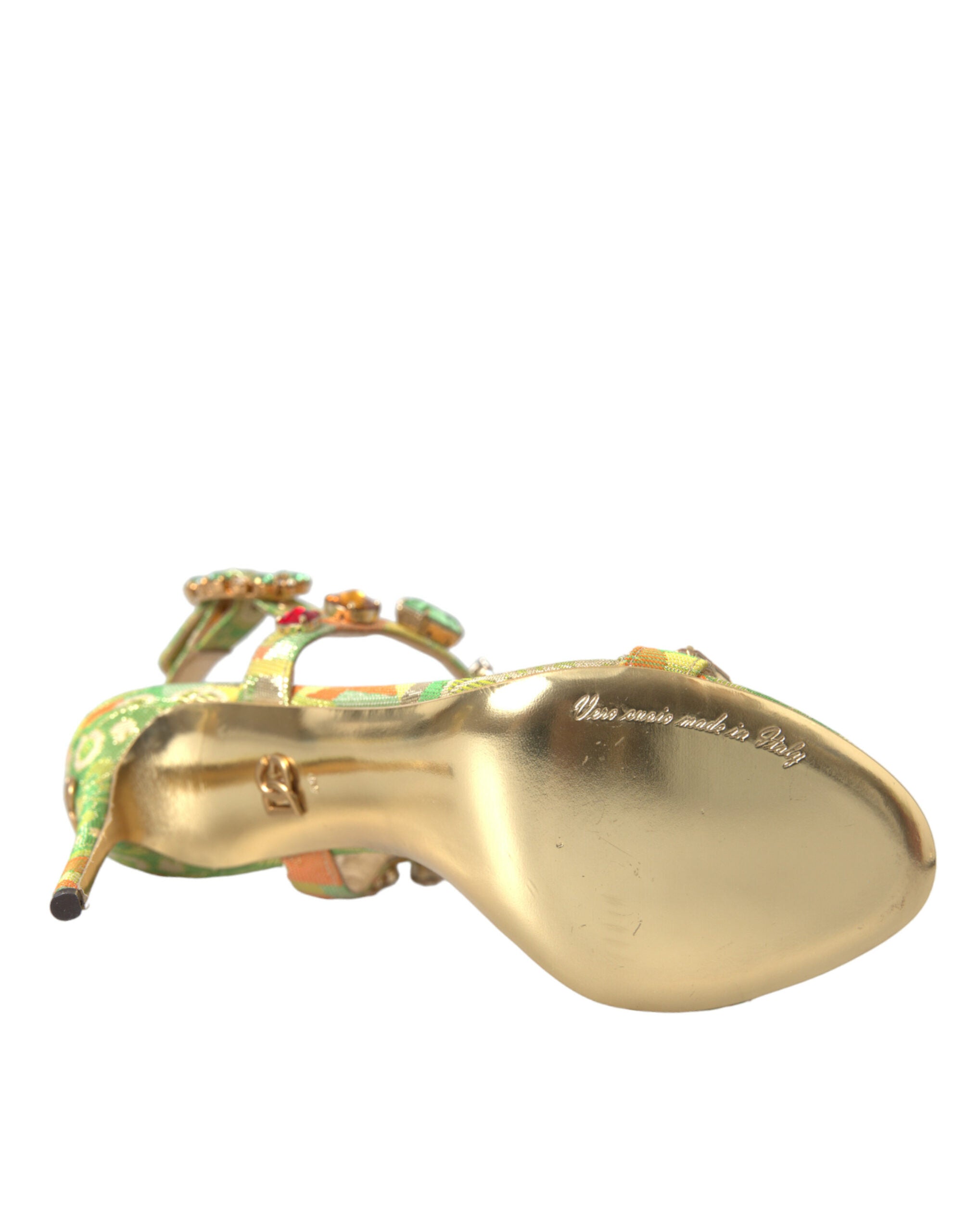 Dolce & Gabbana Multicolor Jacquard Crystals Sandals Shoes