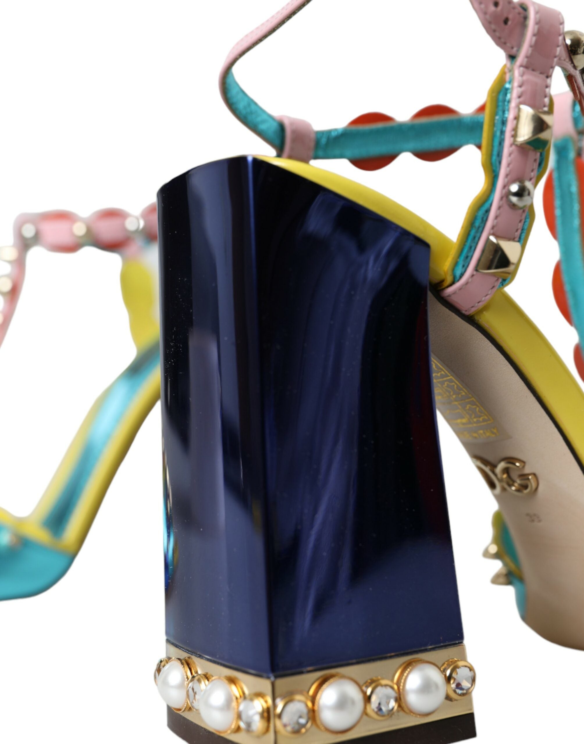 Dolce & Gabbana Multicolor Studded Leather Sandals Shoes