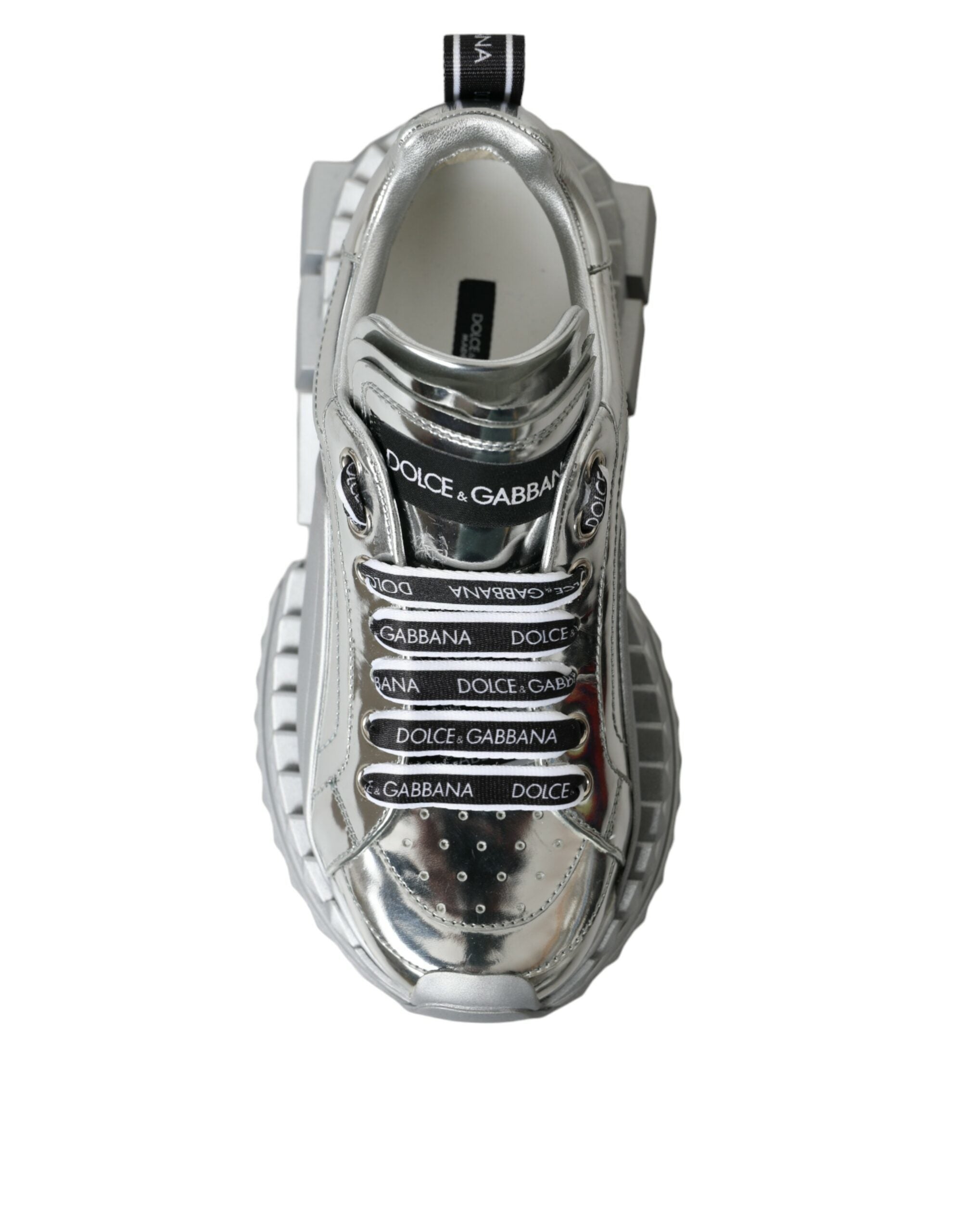 Dolce & Gabbana Silver Leather Super Queen Sneakers Shoes