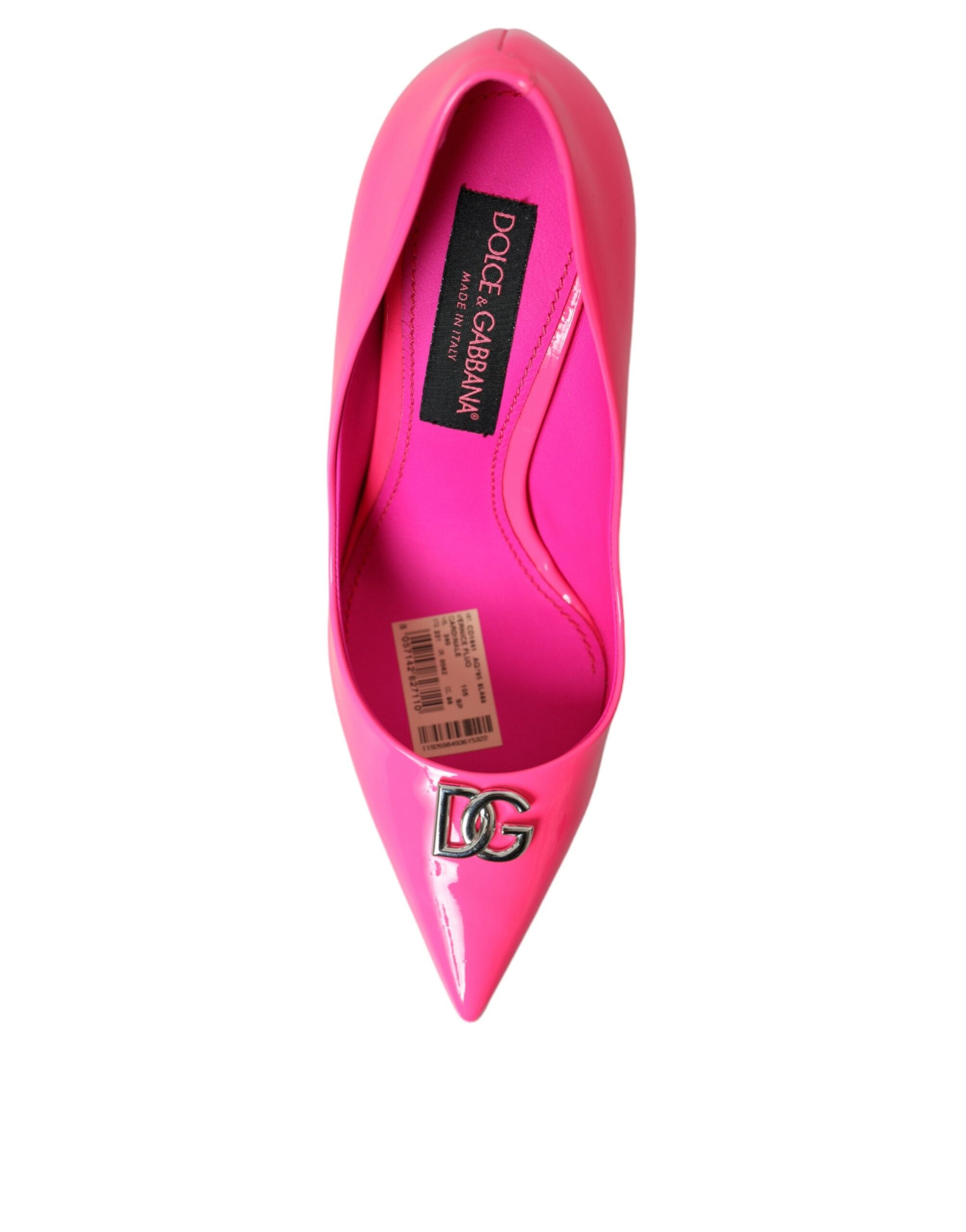 Dolce & Gabbana Neon Pink Leather Logo Pumps Heels Shoes