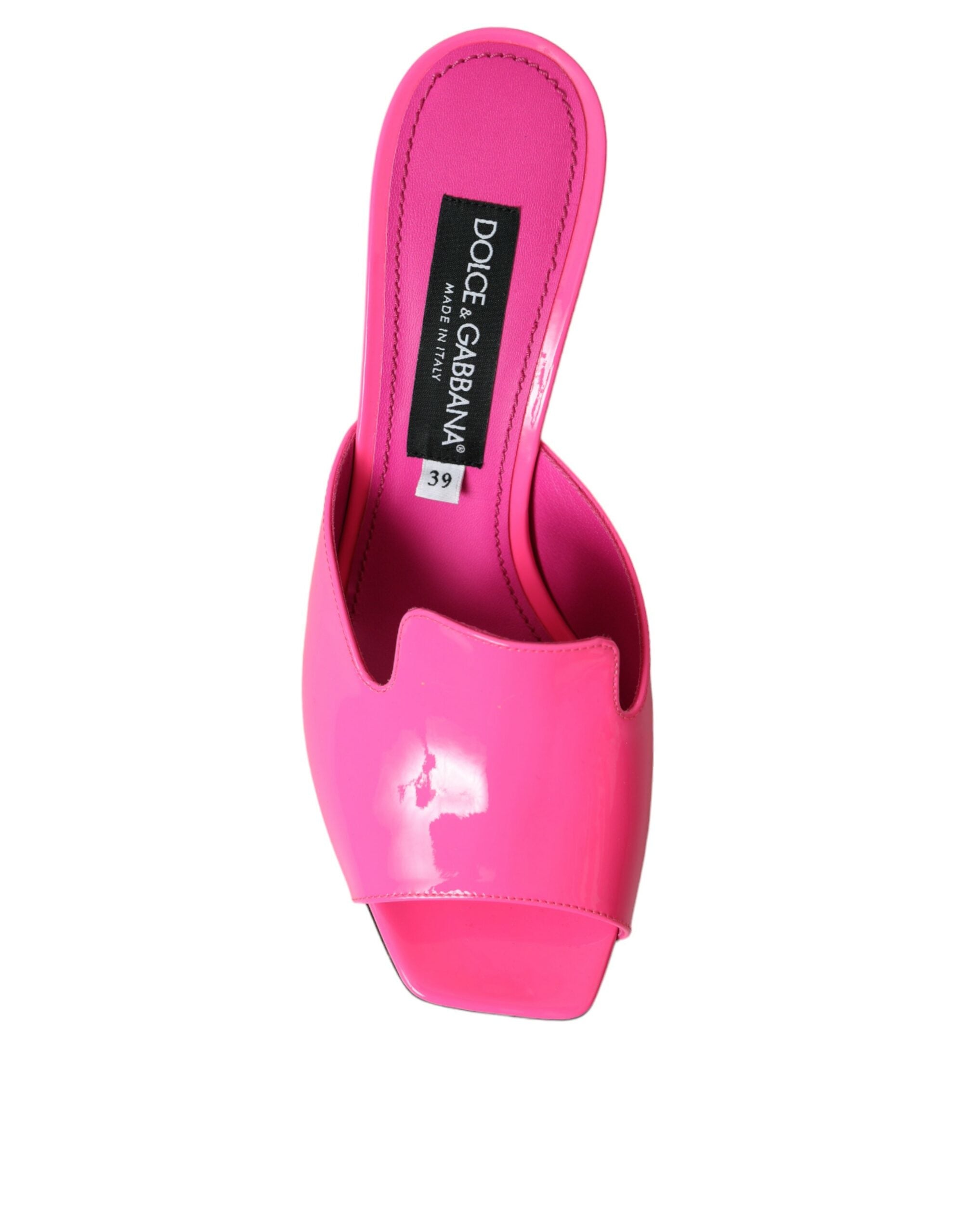 Dolce & Gabbana Neon Pink Leather Logo Heels Sandals Shoes