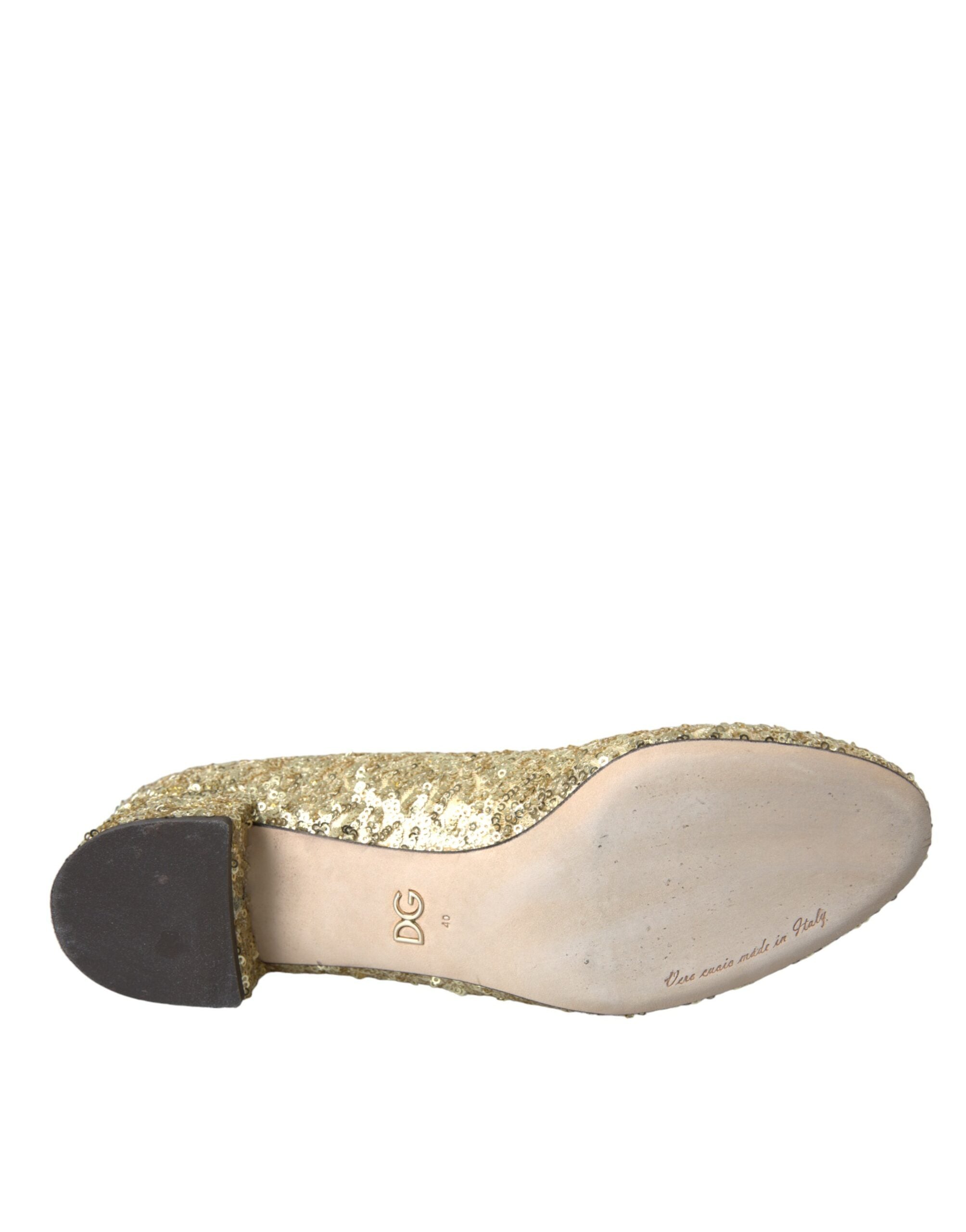 Dolce & Gabbana Gold Sequined Short Boots Stretch Shoes