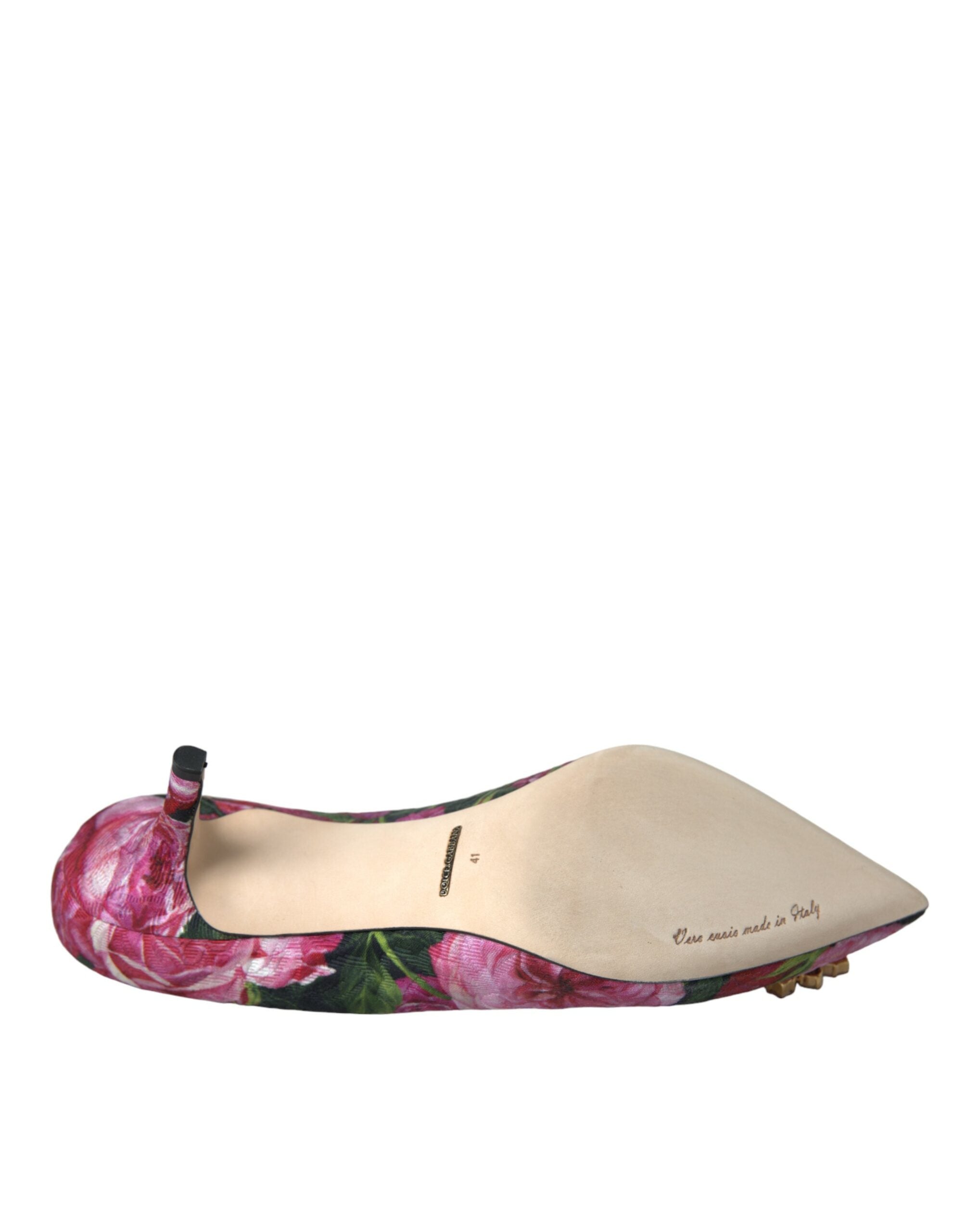 Dolce & Gabbana Multicolor Floral Brocade Crystal Heels Pumps Shoes