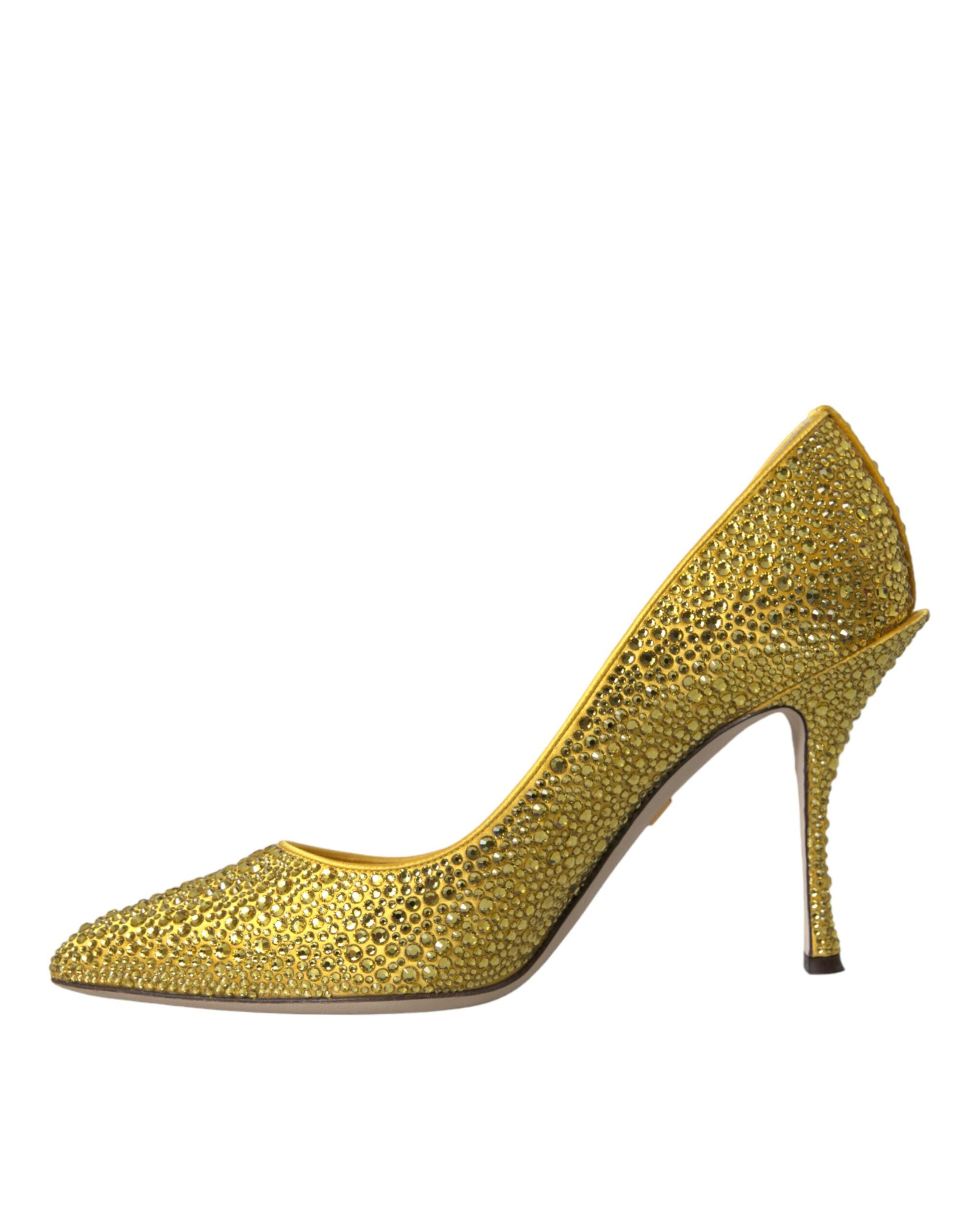 Dolce & Gabbana Yellow Strass Crystal Heels Pumps Shoes