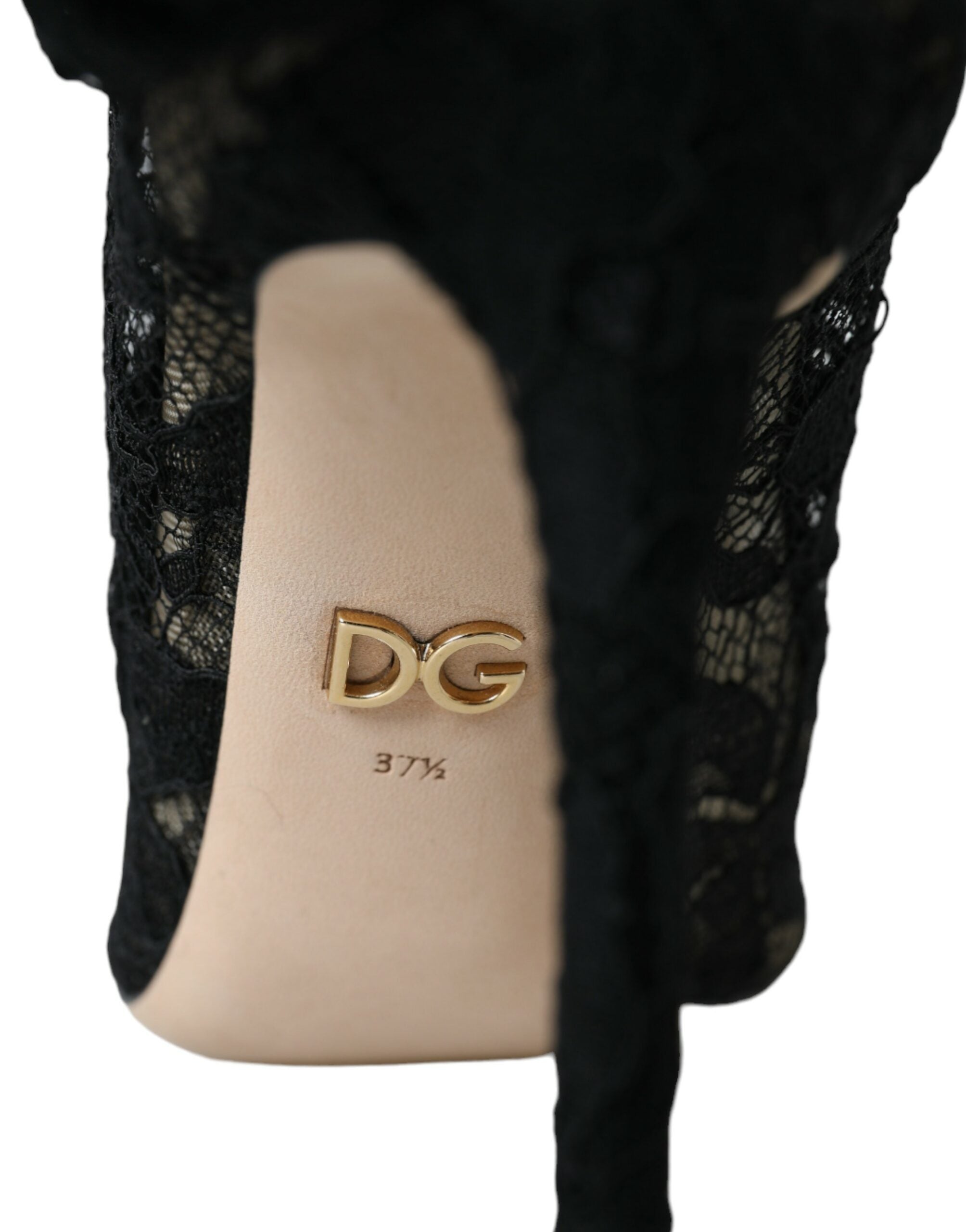 Dolce & Gabbana Black Stretch Taormina Lace Boots Shoes