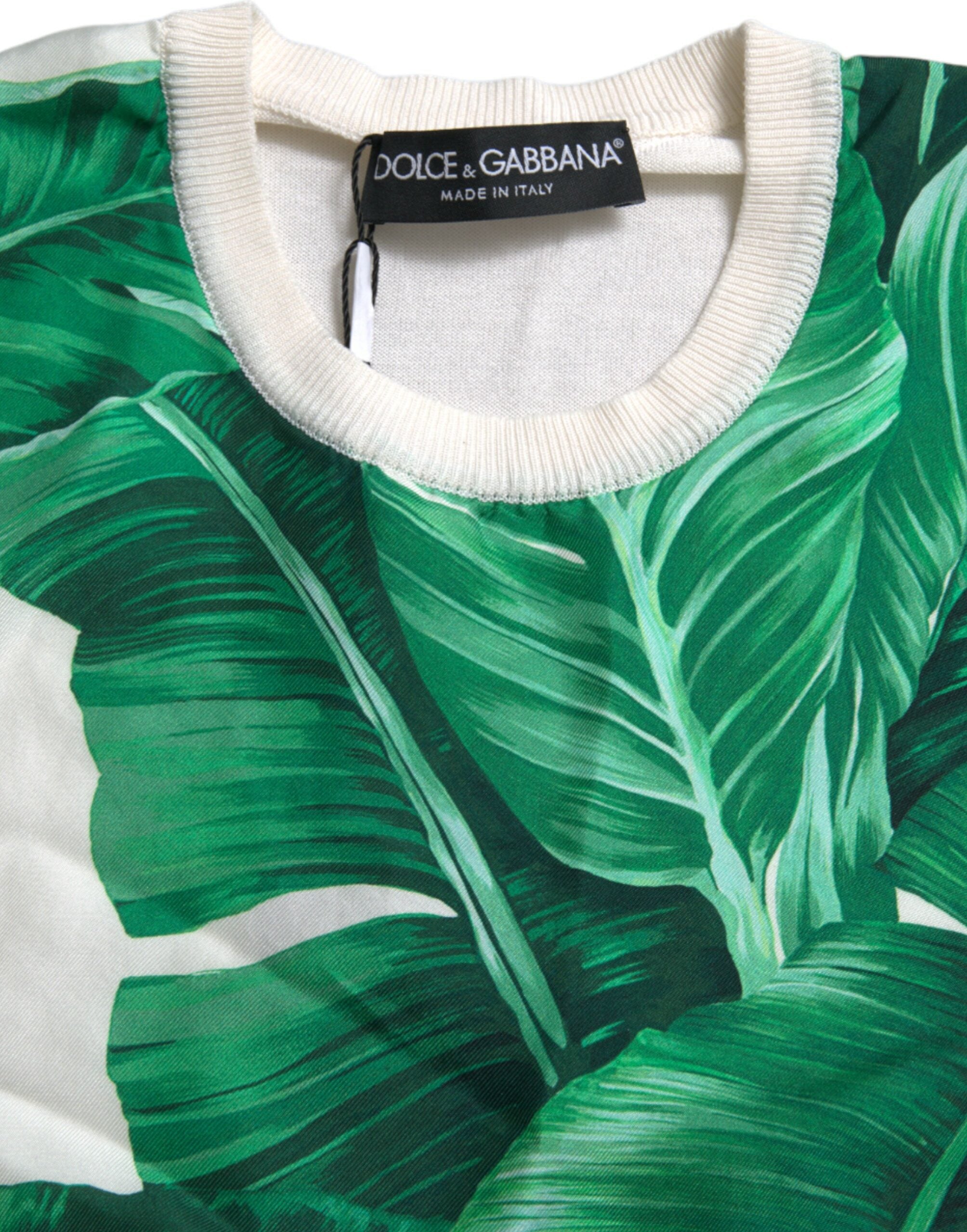 Dolce & Gabbana Silk Banana Leaf Print Tank Top
