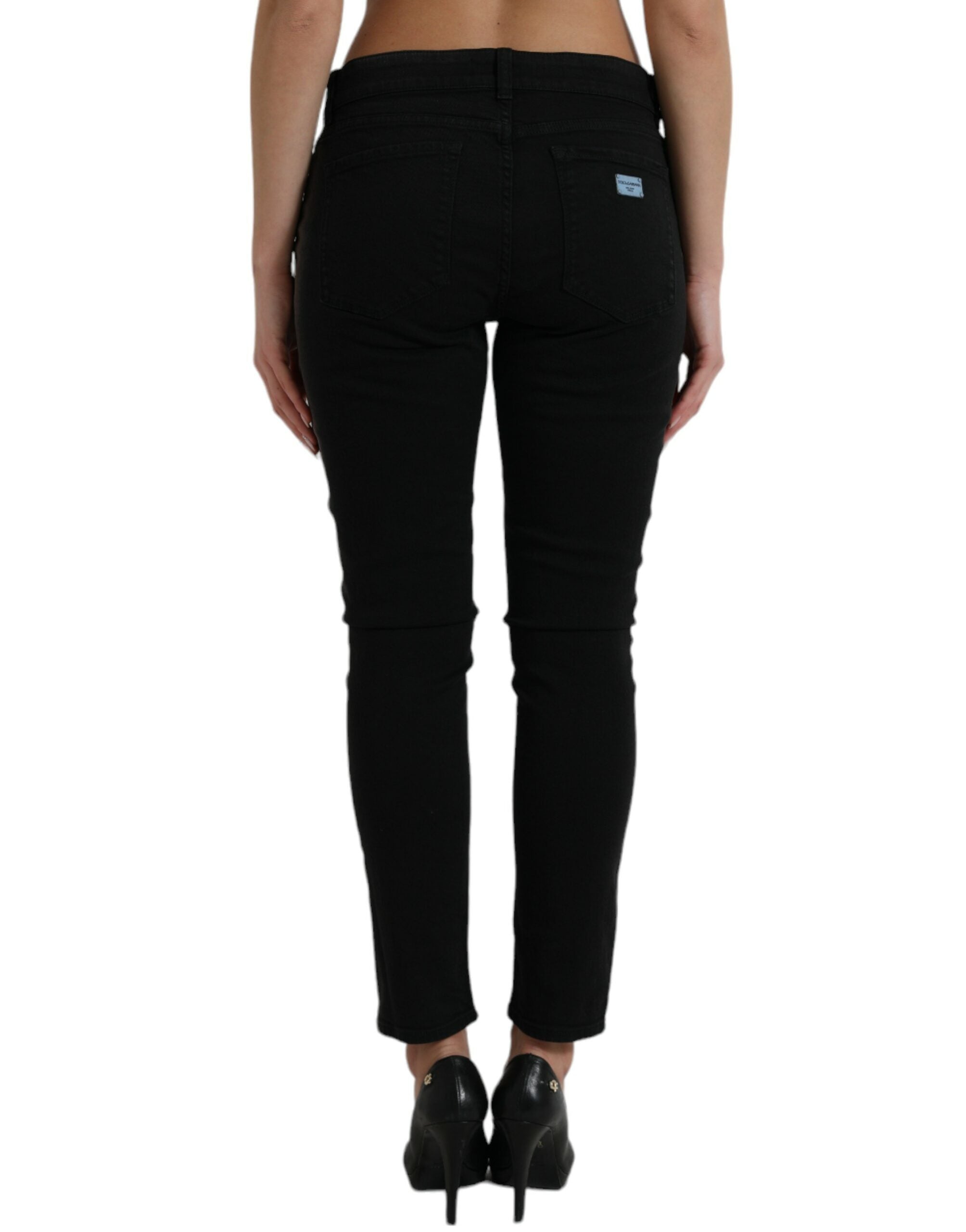 Dolce & Gabbana Elegant Black Mid Waist Stretch Jeans