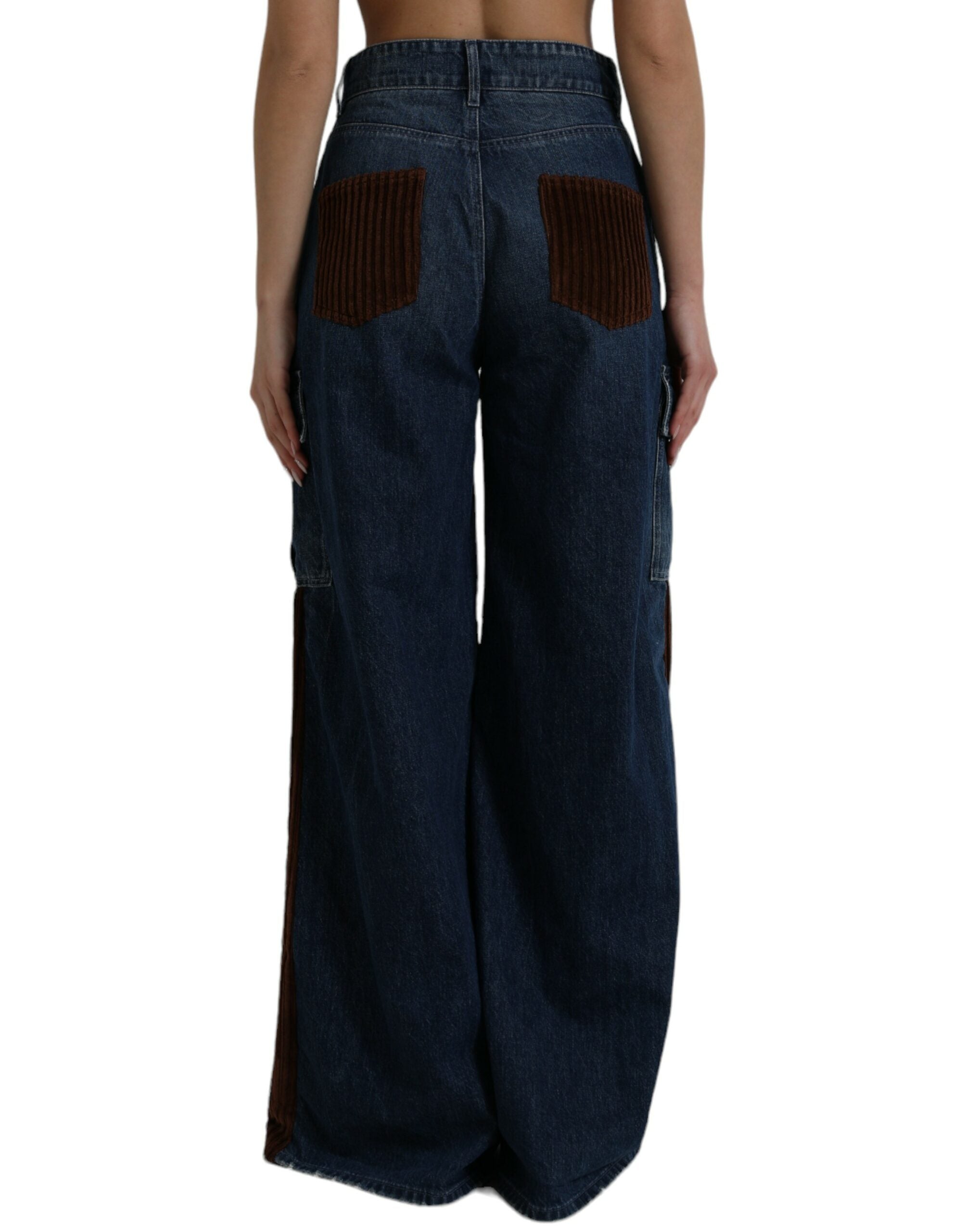 Dolce & Gabbana Elegant High-Waist Corduroy Cargo Jeans