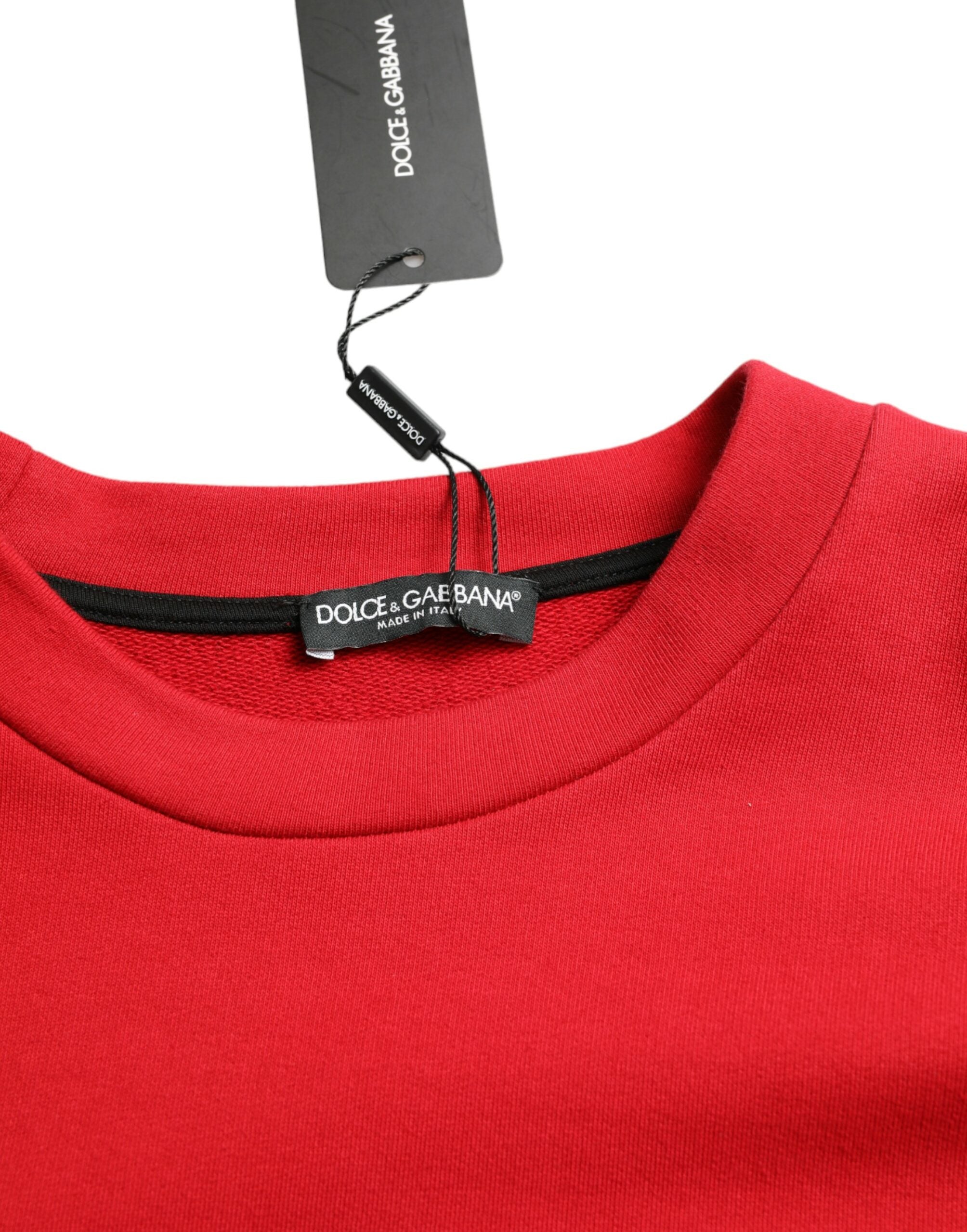 Dolce & Gabbana Stunning Red Graphic Print Crewneck Sweater